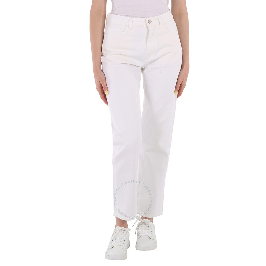 Moncler Ladies White Straight-Leg Trousers - 3