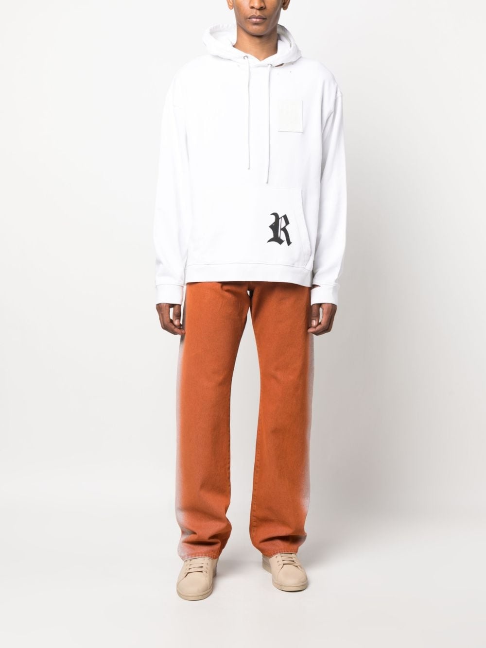 LOGO PATCH RIPPED HOODIE - 5