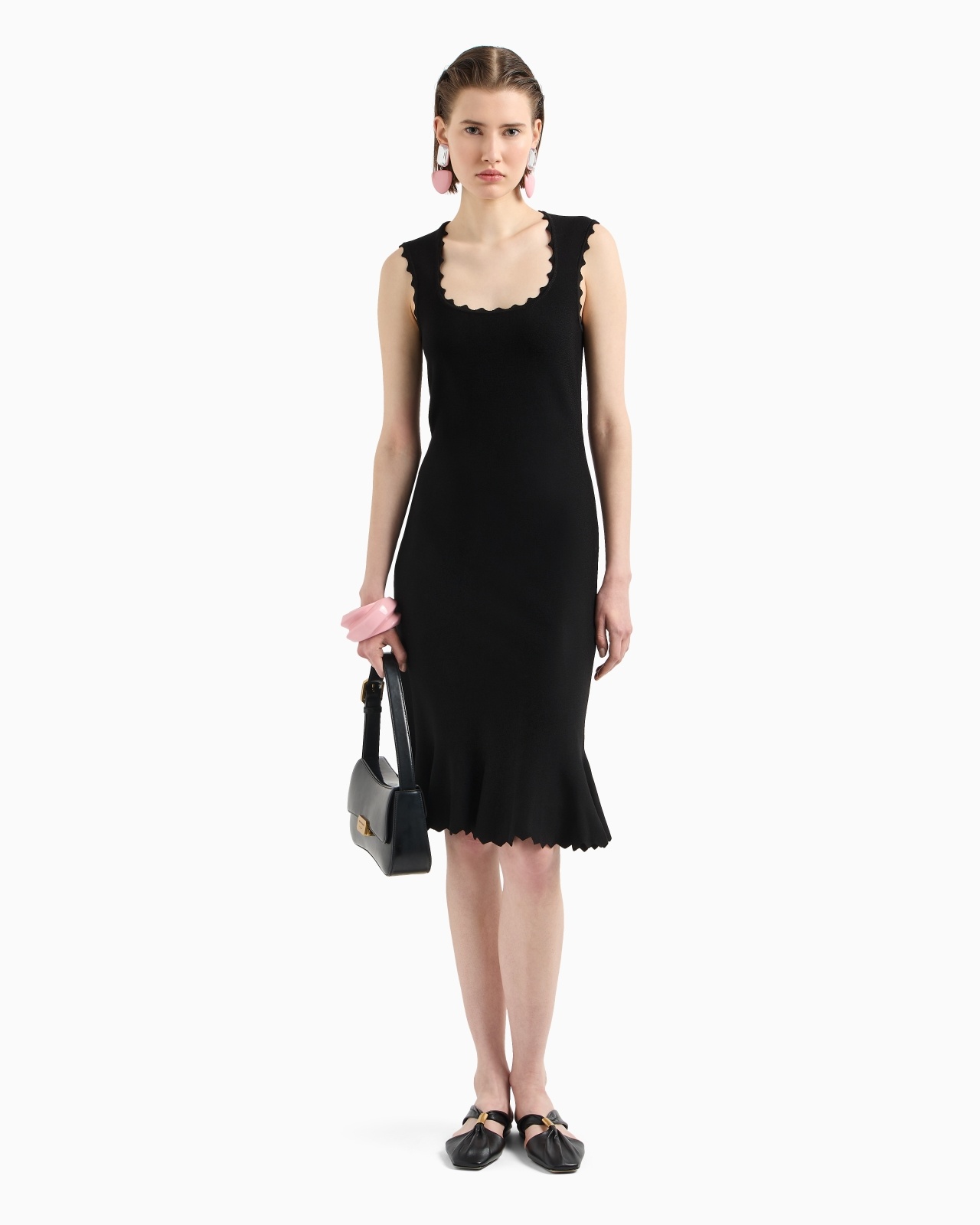 KNITTED DRESS WITH SCALLOPED EDGES - 2