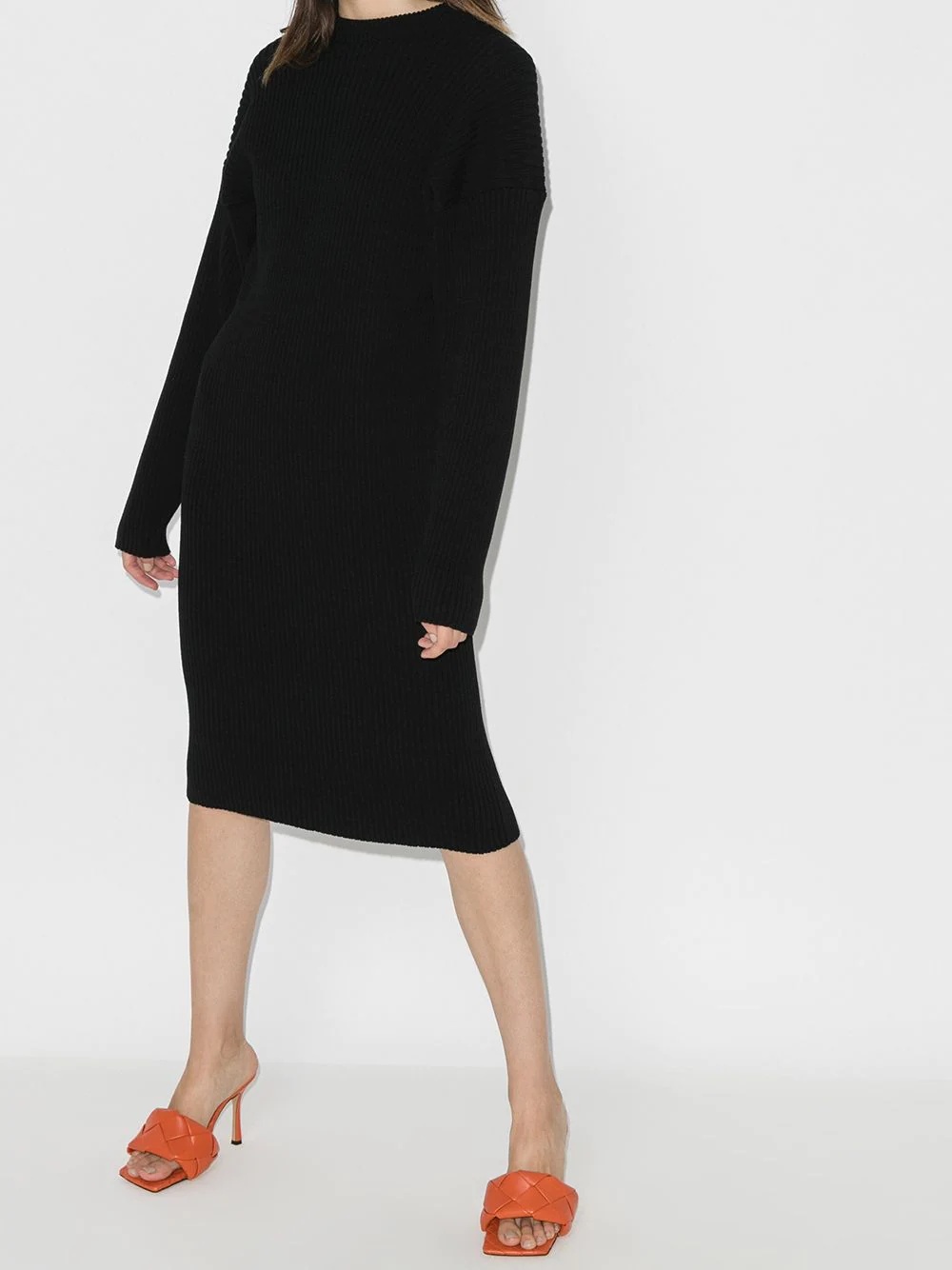 cut-out knee-length sweater dress - 2