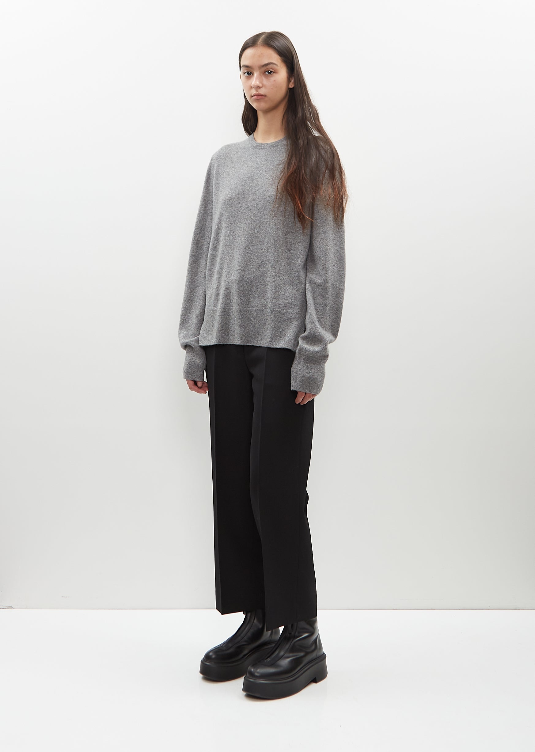 Cashmere Crewneck Sweater — Grey Mèlange - 5