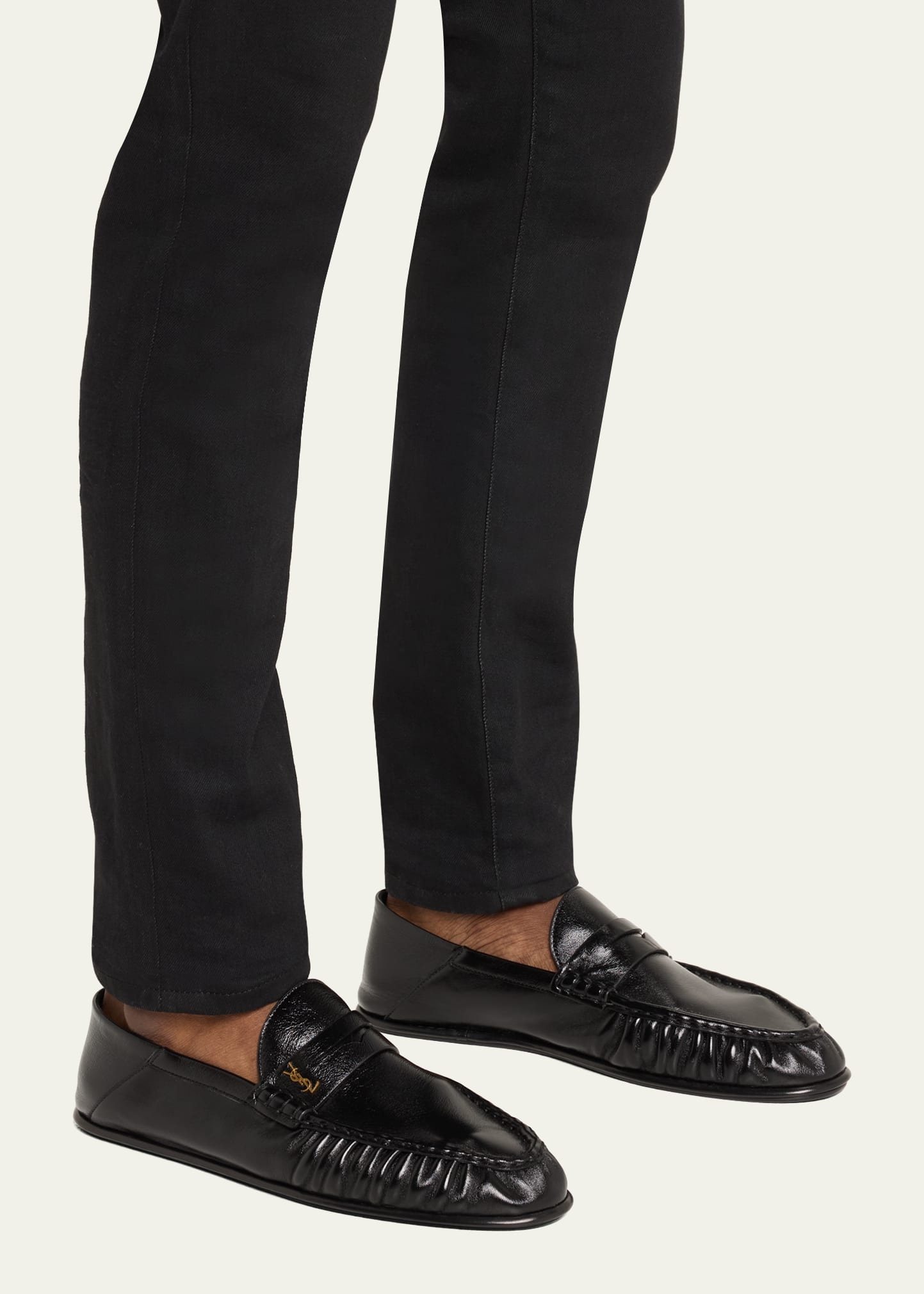 Men's Leather YSL Penny Loafers - 2