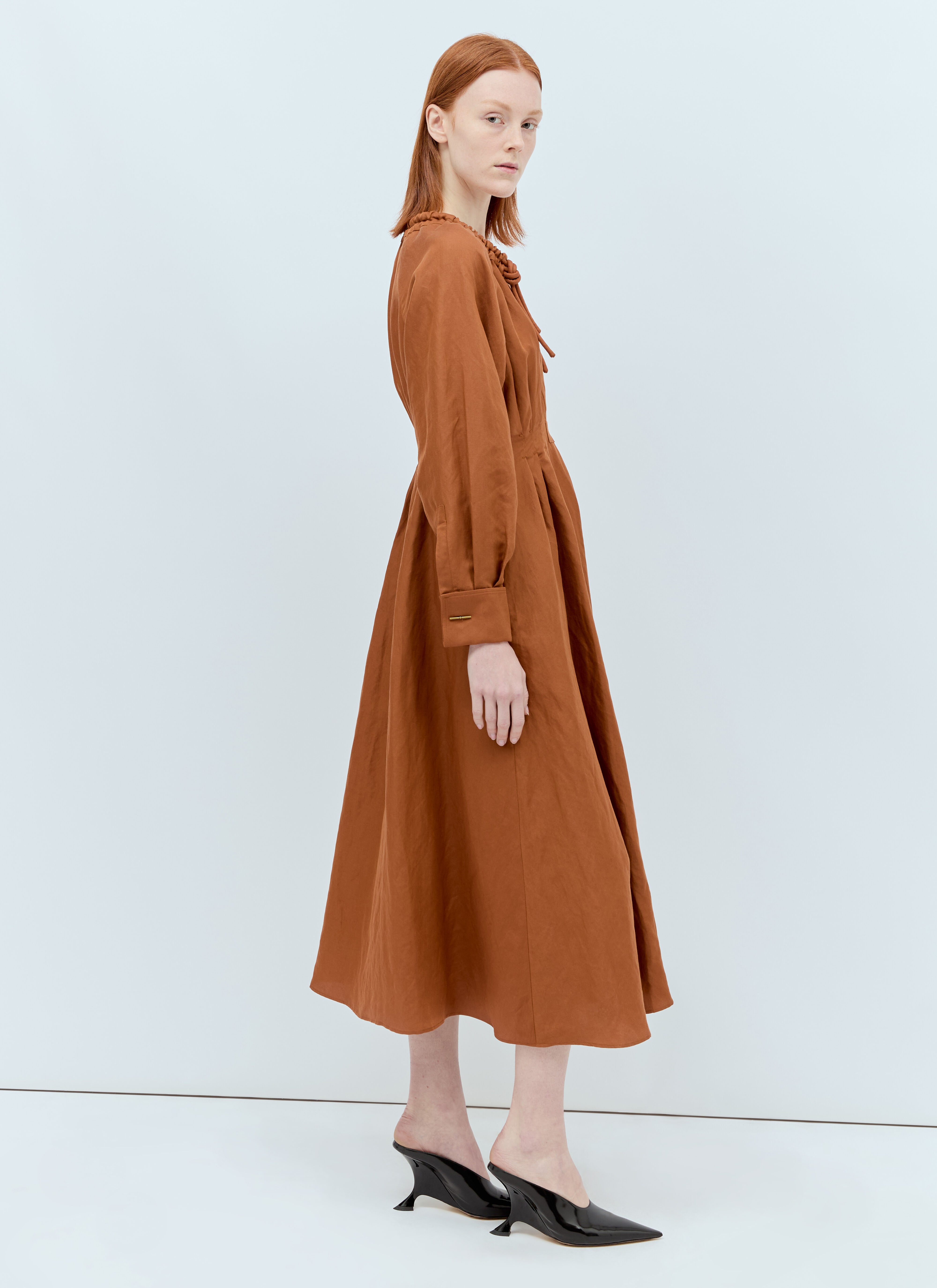 Linen And Silk Midi Dress - 3