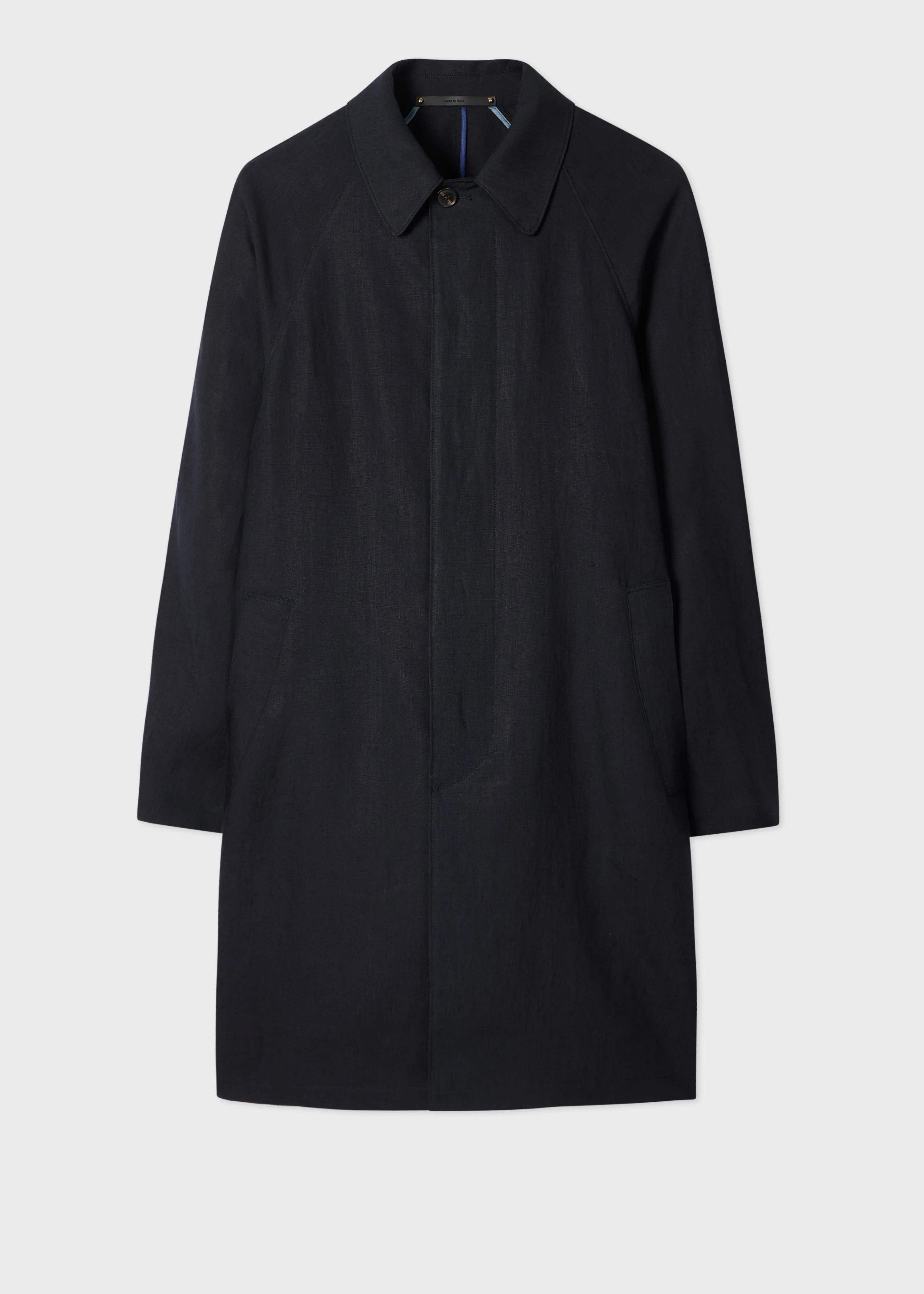Navy Linen Raglan Mac - 1