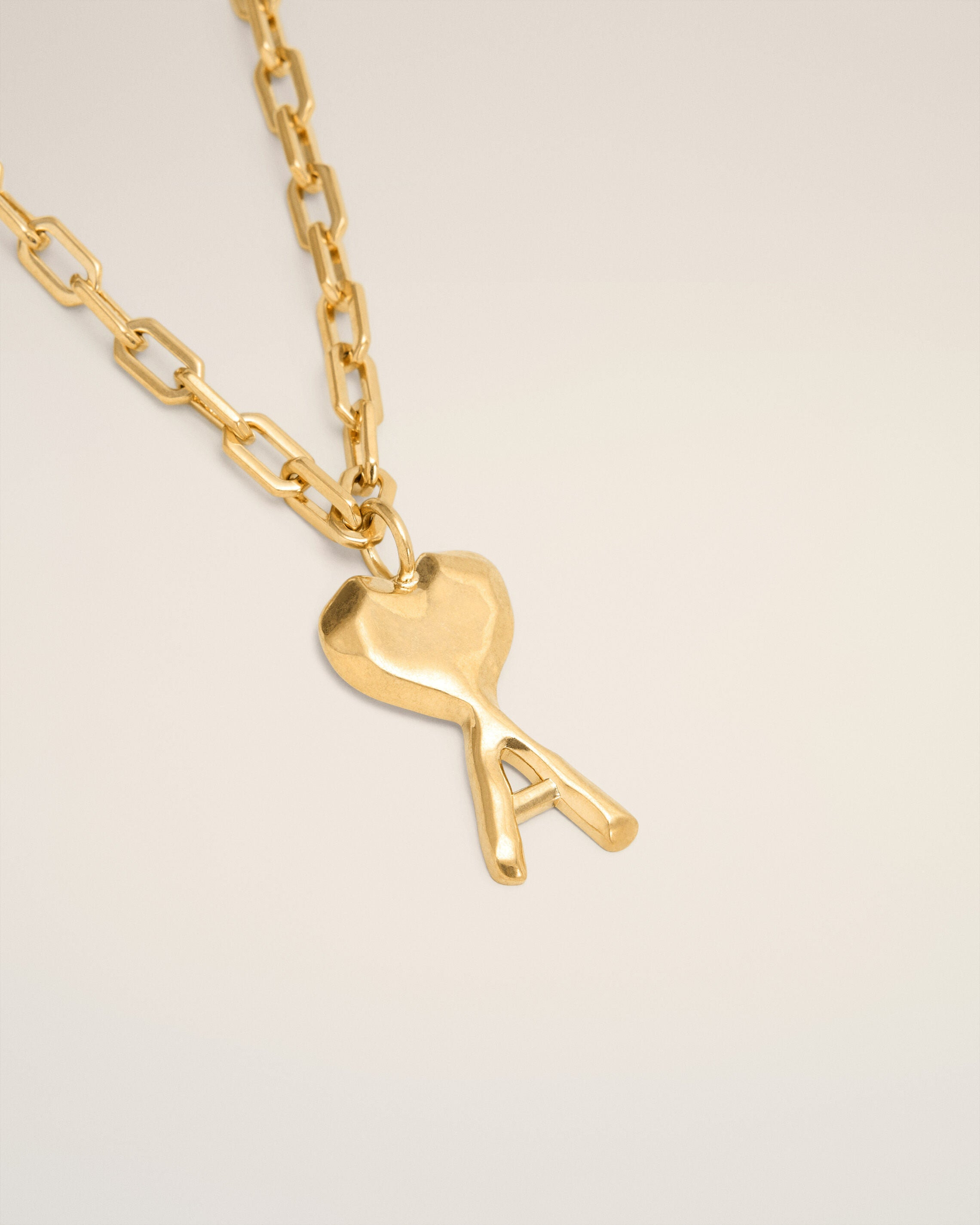 GOLD BRASS HAMMERED AMI DE COEUR NECKLACE - 3