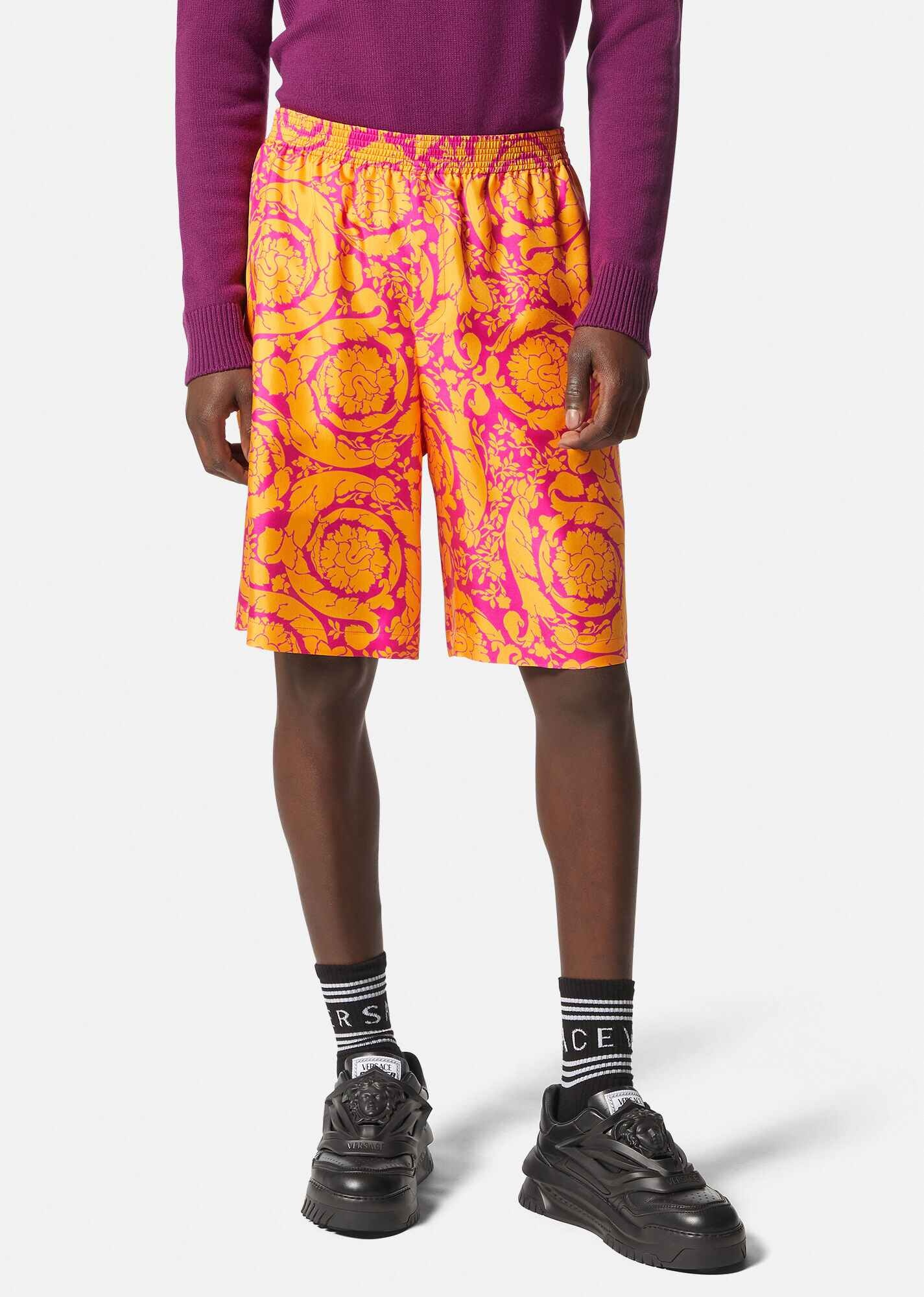 Barocco Silhouette Silk Shorts - 3