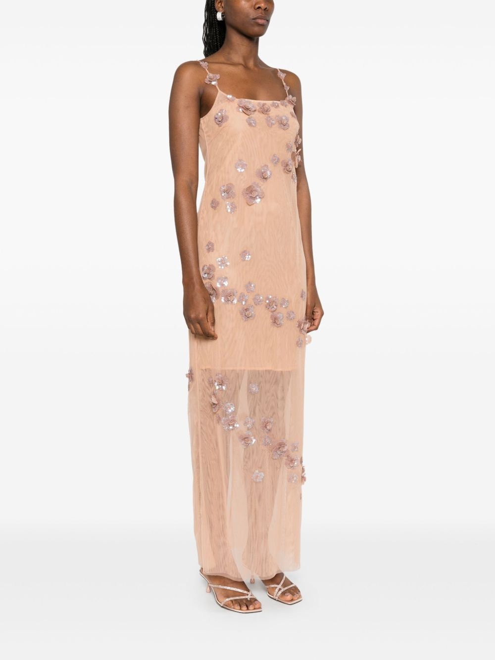 sequin-embellished tulle maxi dress - 3