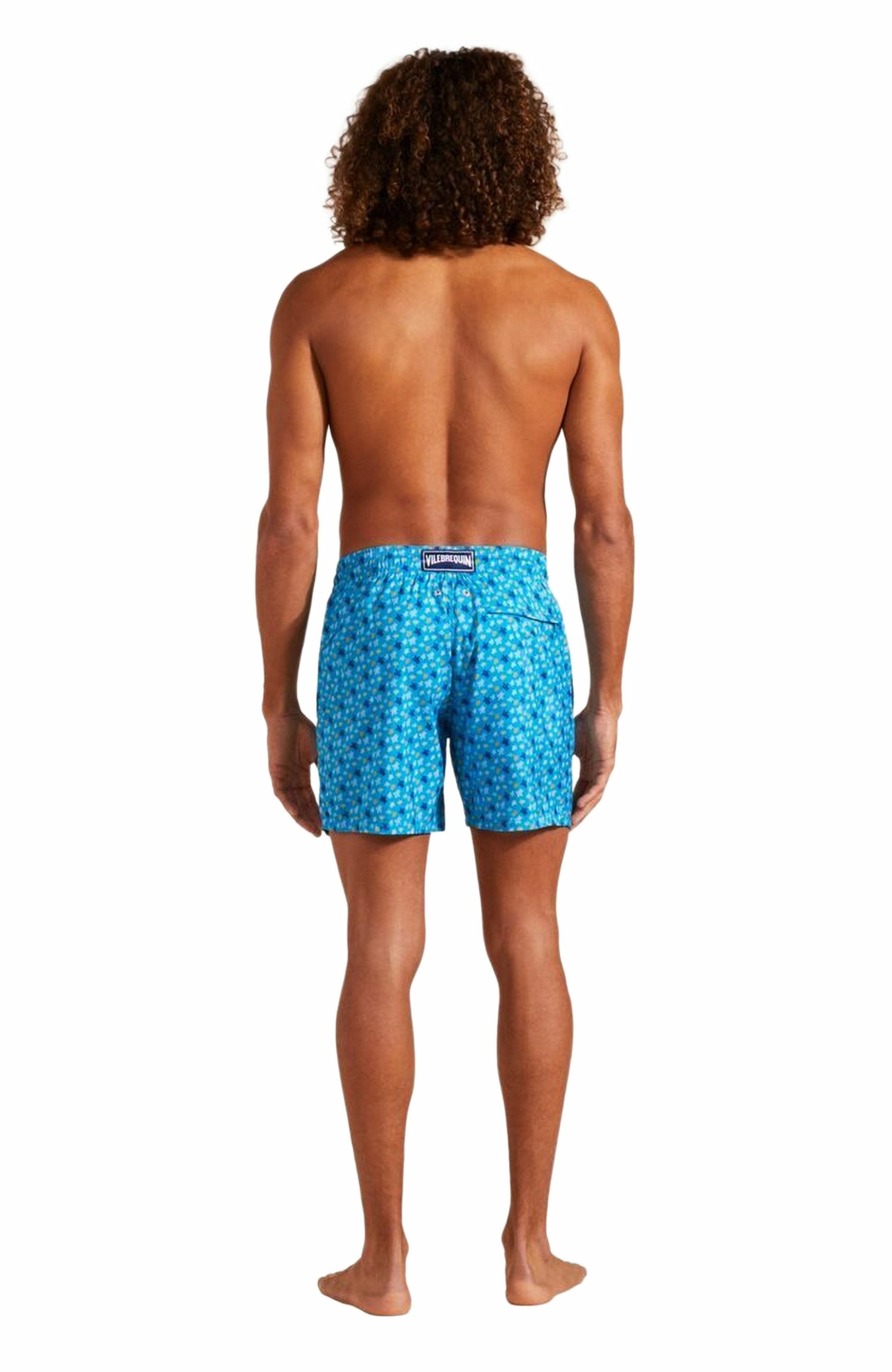 Vilebrequin Men's Micro Ronde Des Tortues Rainbow Light Fabric Swim Shorts in Bleu Hawai at Nordstro - 4