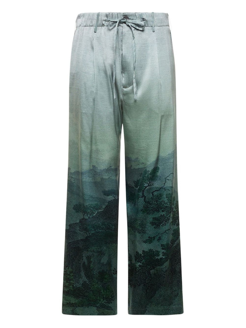 landscape-print drawstring-waist trousers 1