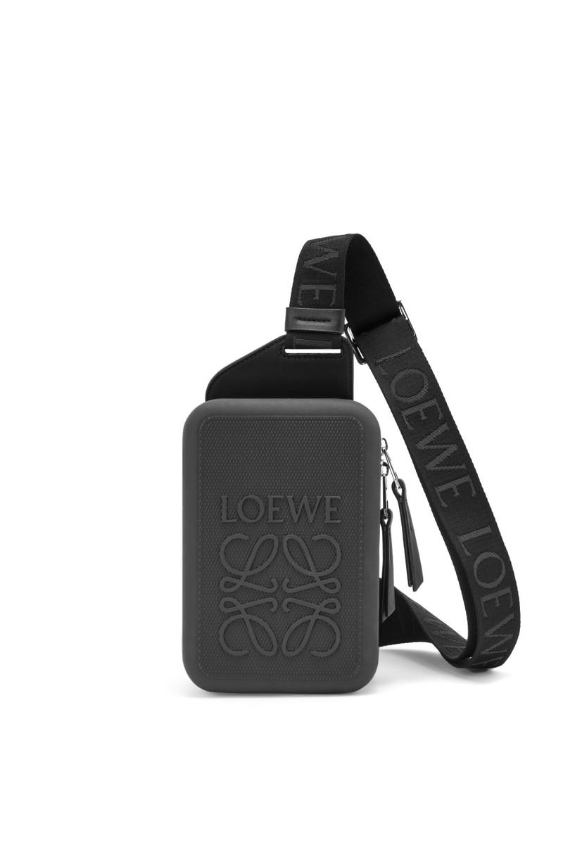 Molded Sling in diamond rubber and calfskin 1