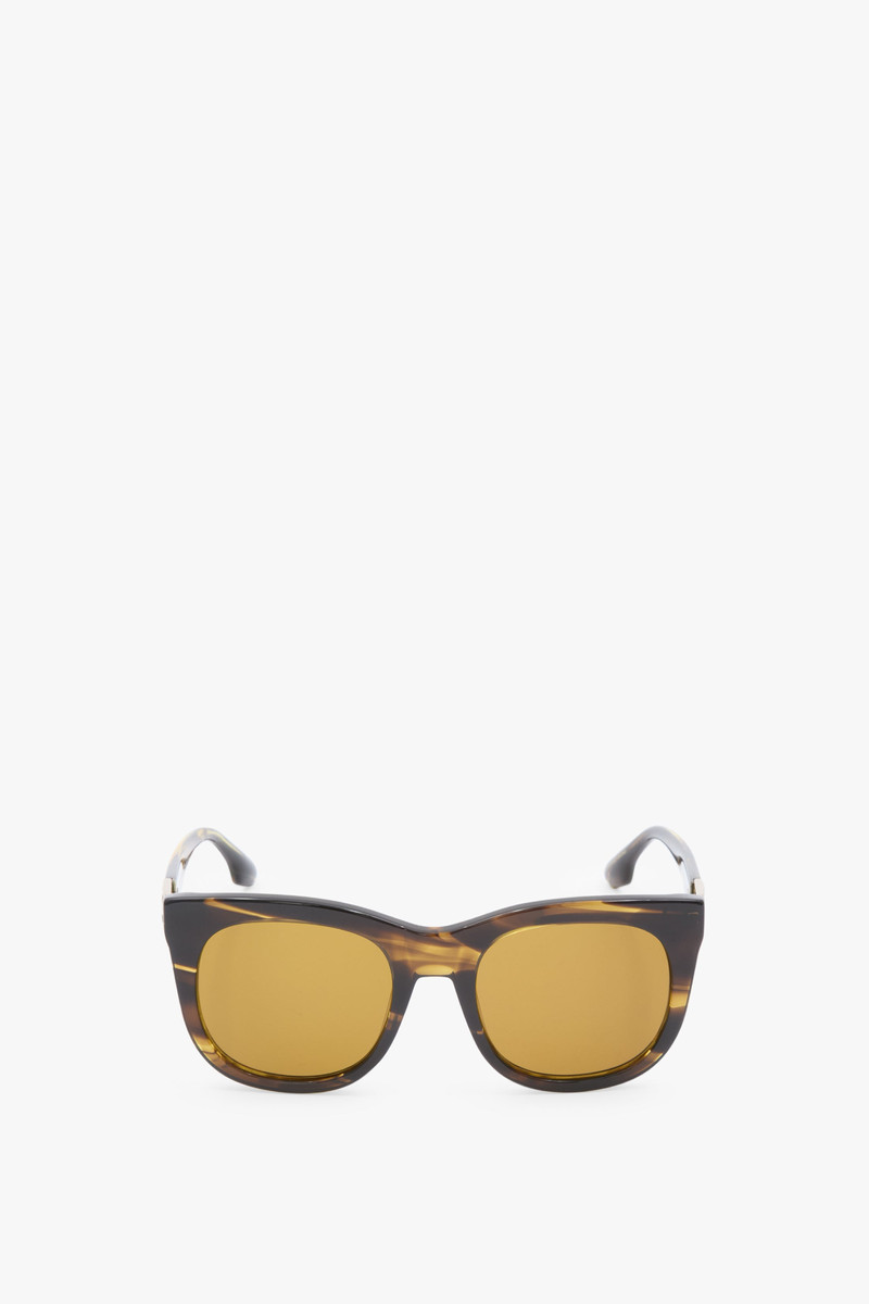 Acetate B Frame Sunglasses in Striped Khaki Horn 1