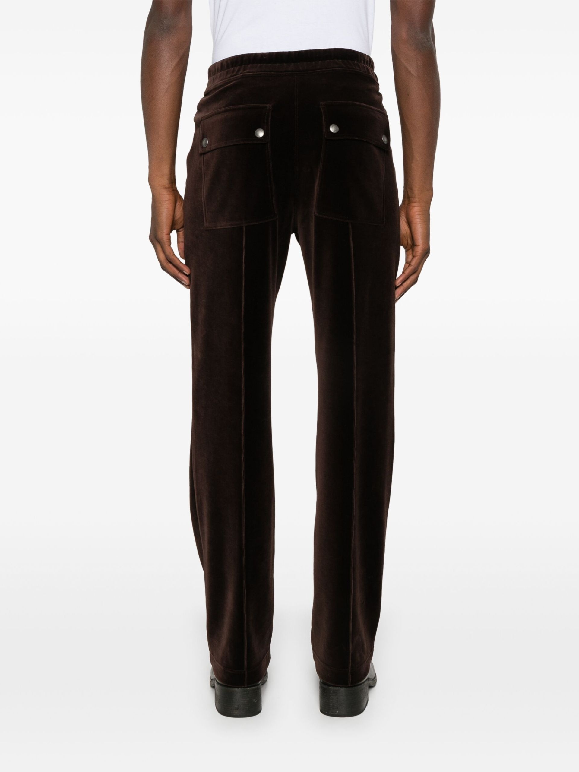 Brown Velvet Track Pants - 4