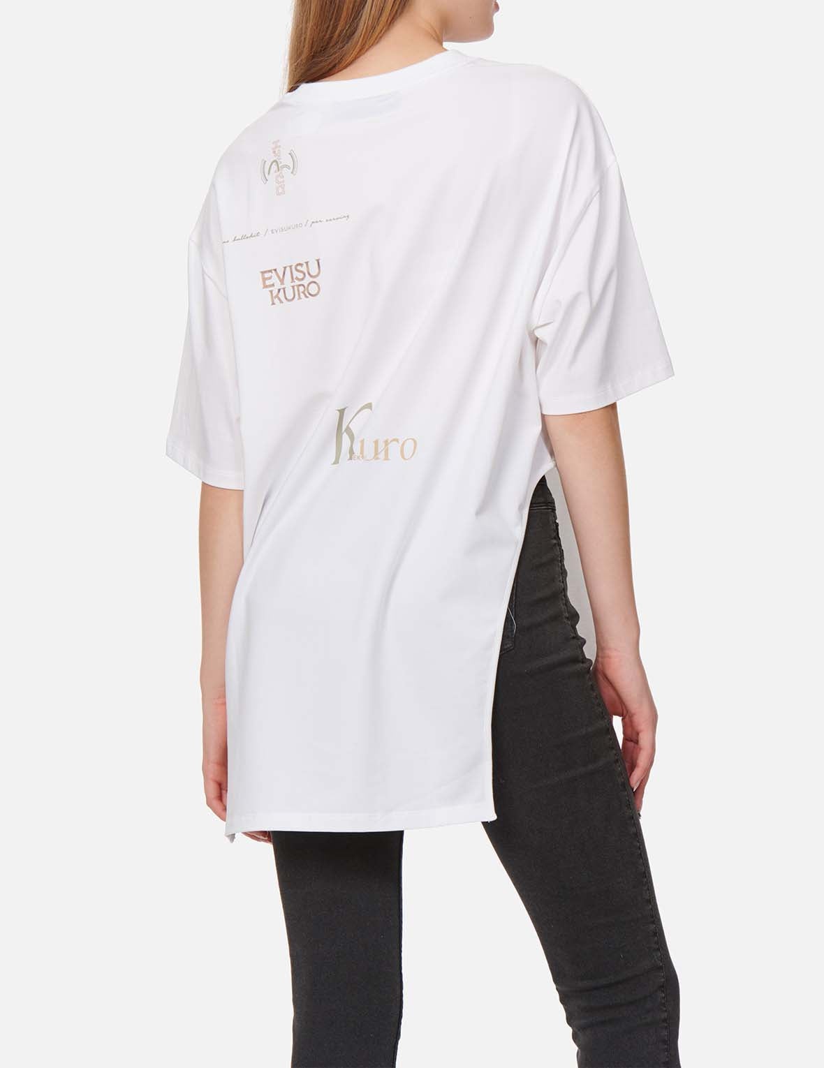 Multi Logo Foil Print Asymmetric T-Shirt - 3
