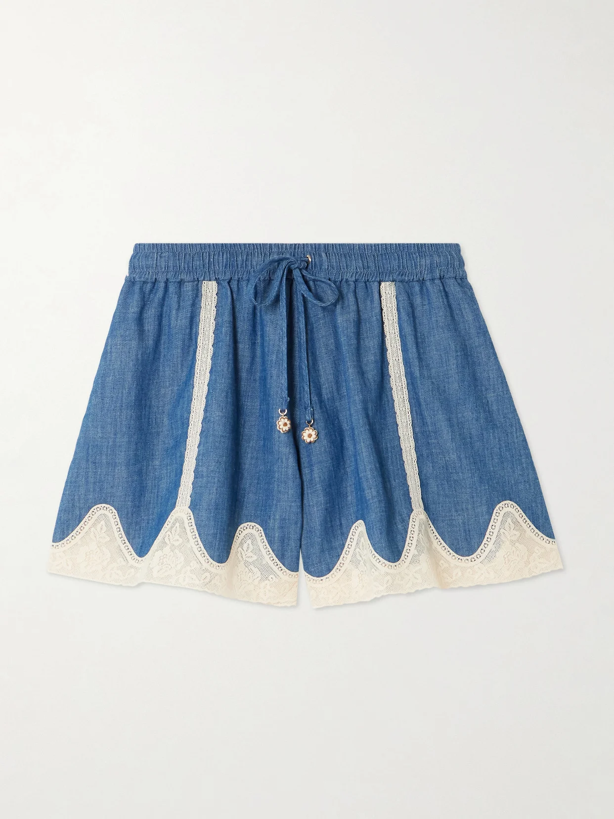 Awaken Lace-trimmed Denim Shorts - 1