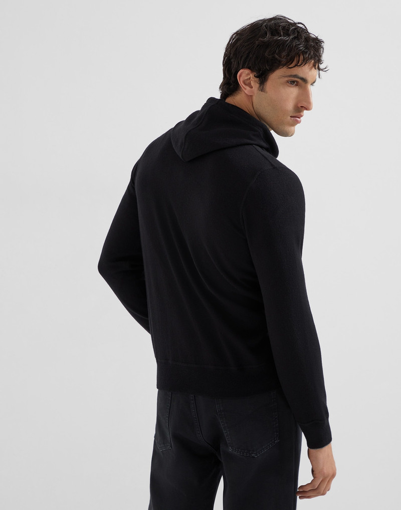 Brunello Cucinelli Cashmere sweatshirt-style cardigan with hood outlook