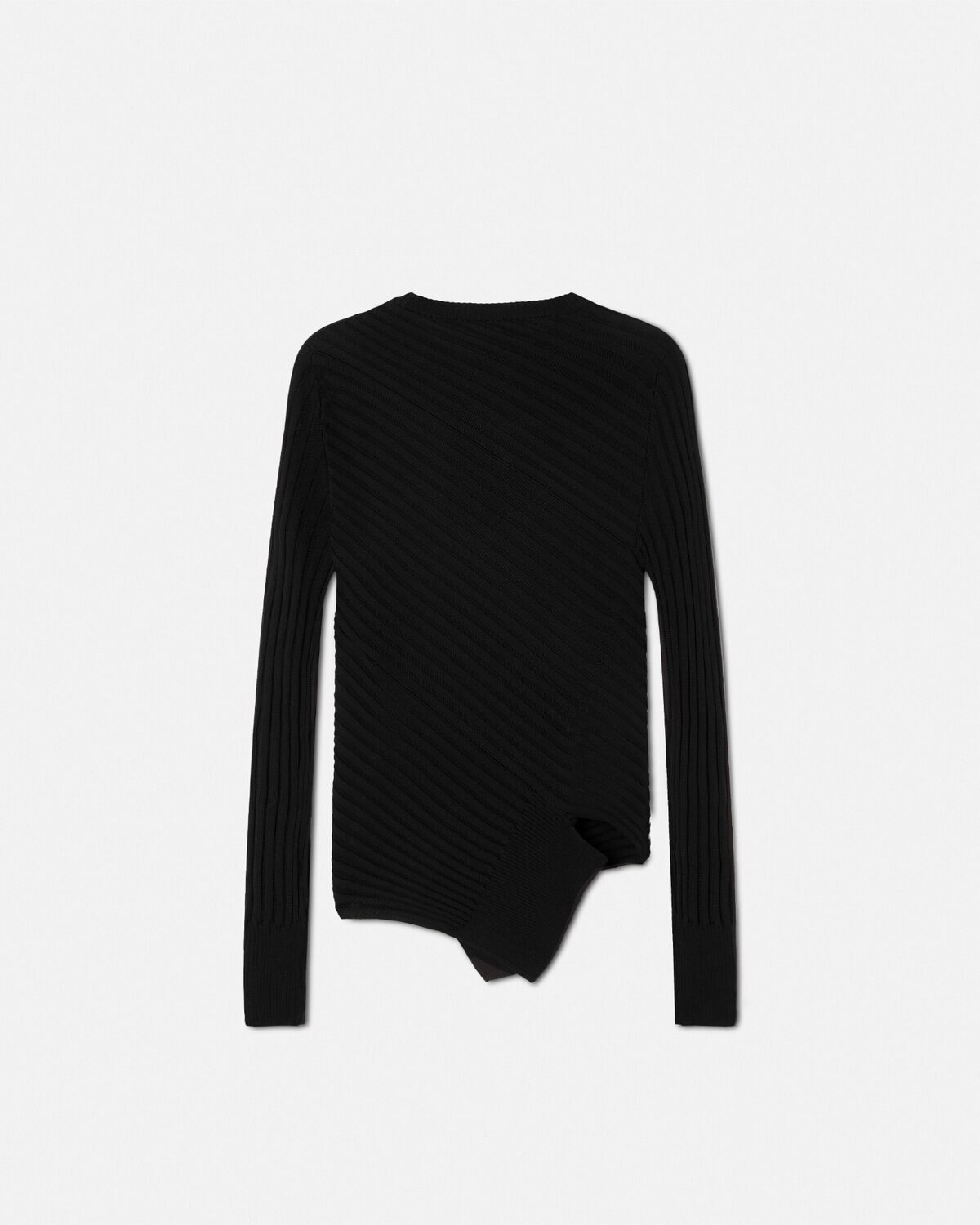 Safety Pin Asymmetric Ribbed Knit Sweater - 3