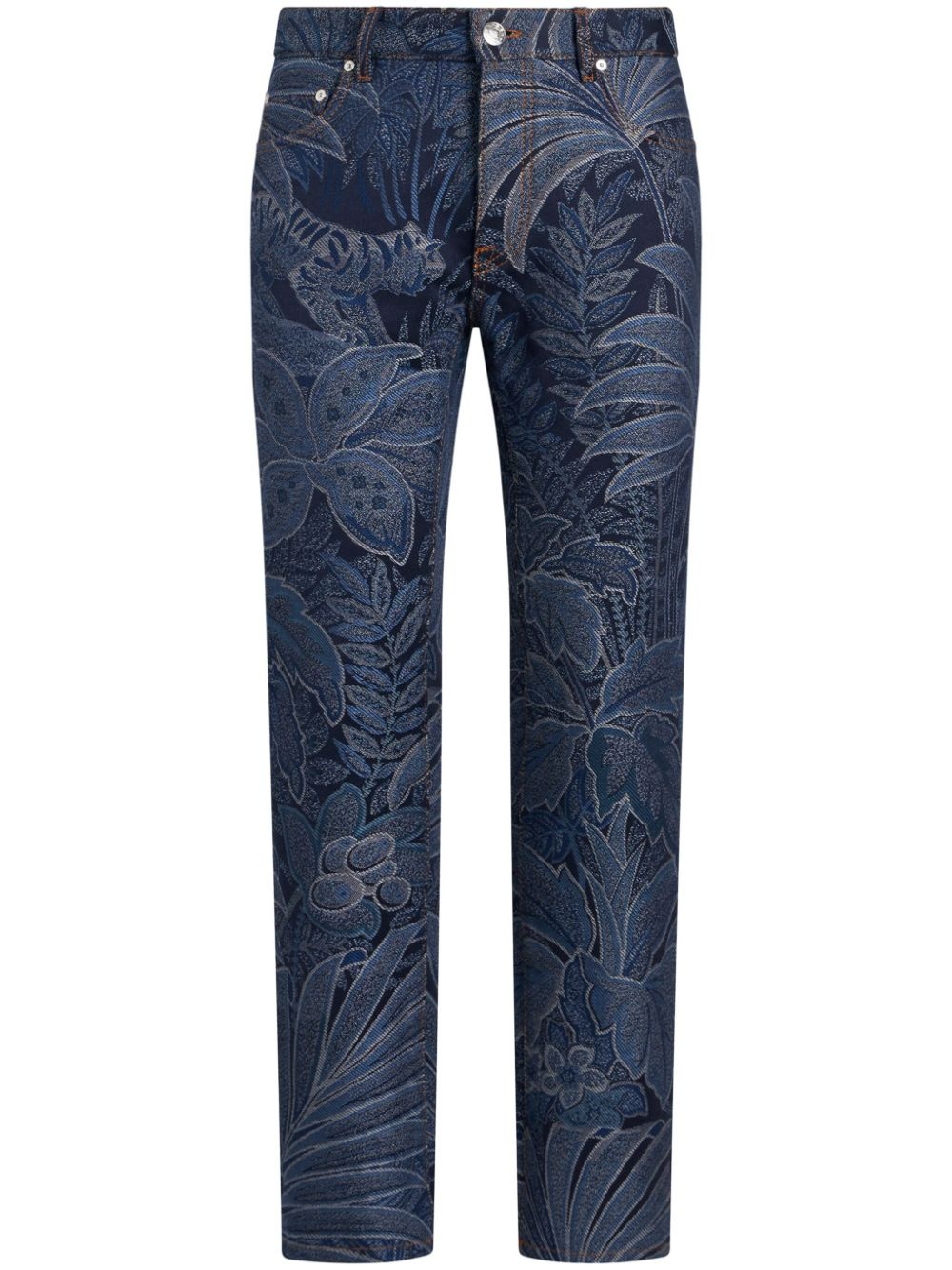 botanical-jacquard straight-leg jeans - 1