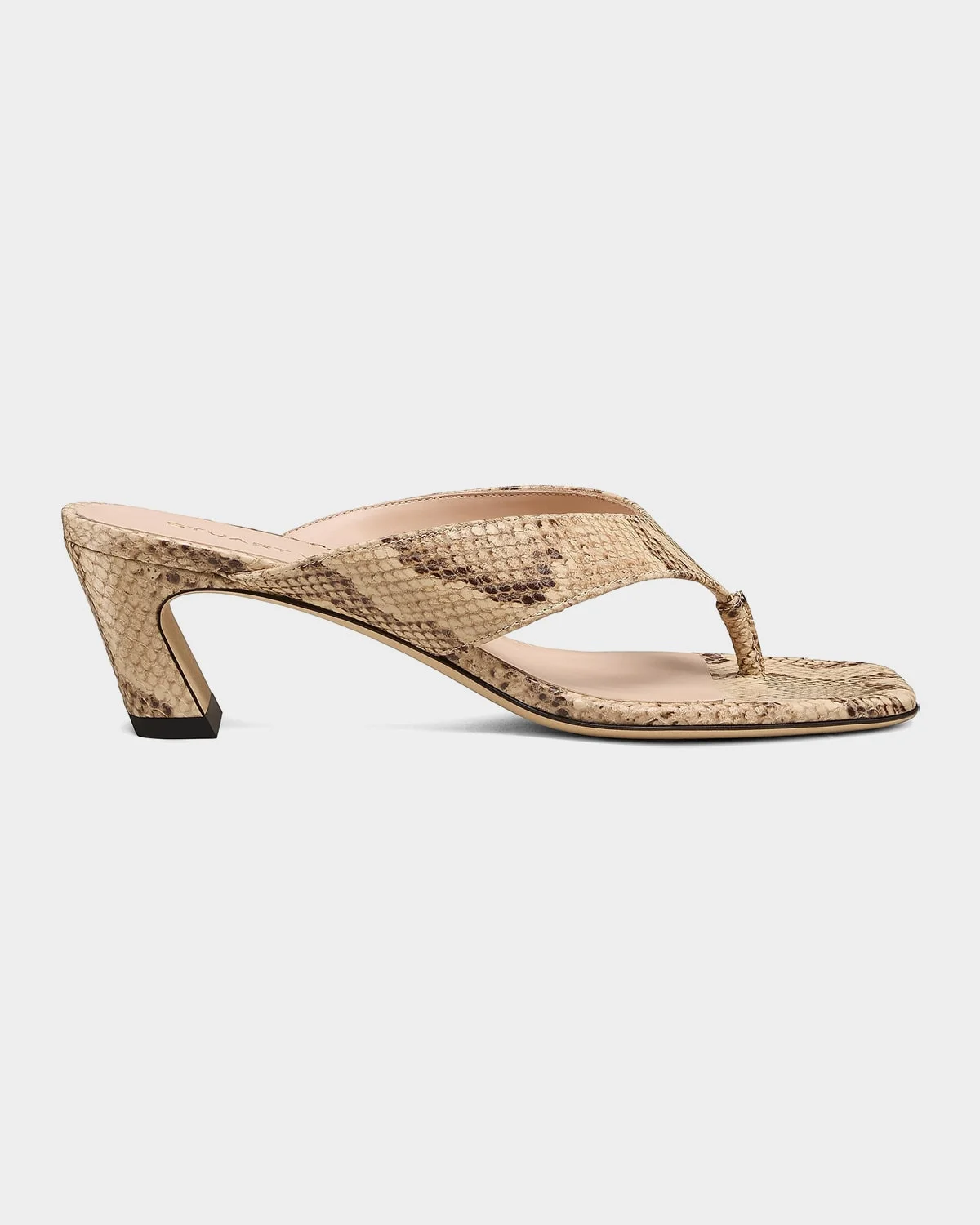 50mm Stassi Snake-Embossed Leather Thong Sandals - 1