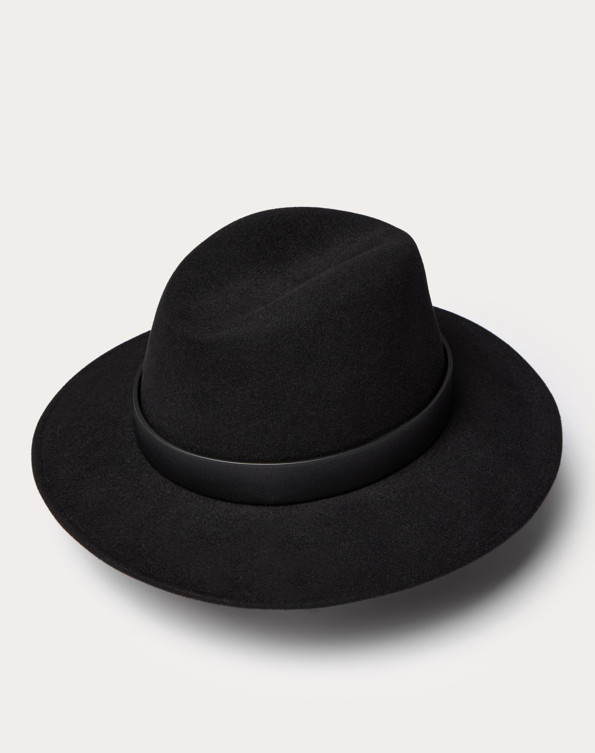 VLOGO SIGNATURE RABBIT FUR AND LEATHER FEDORA HAT - 3