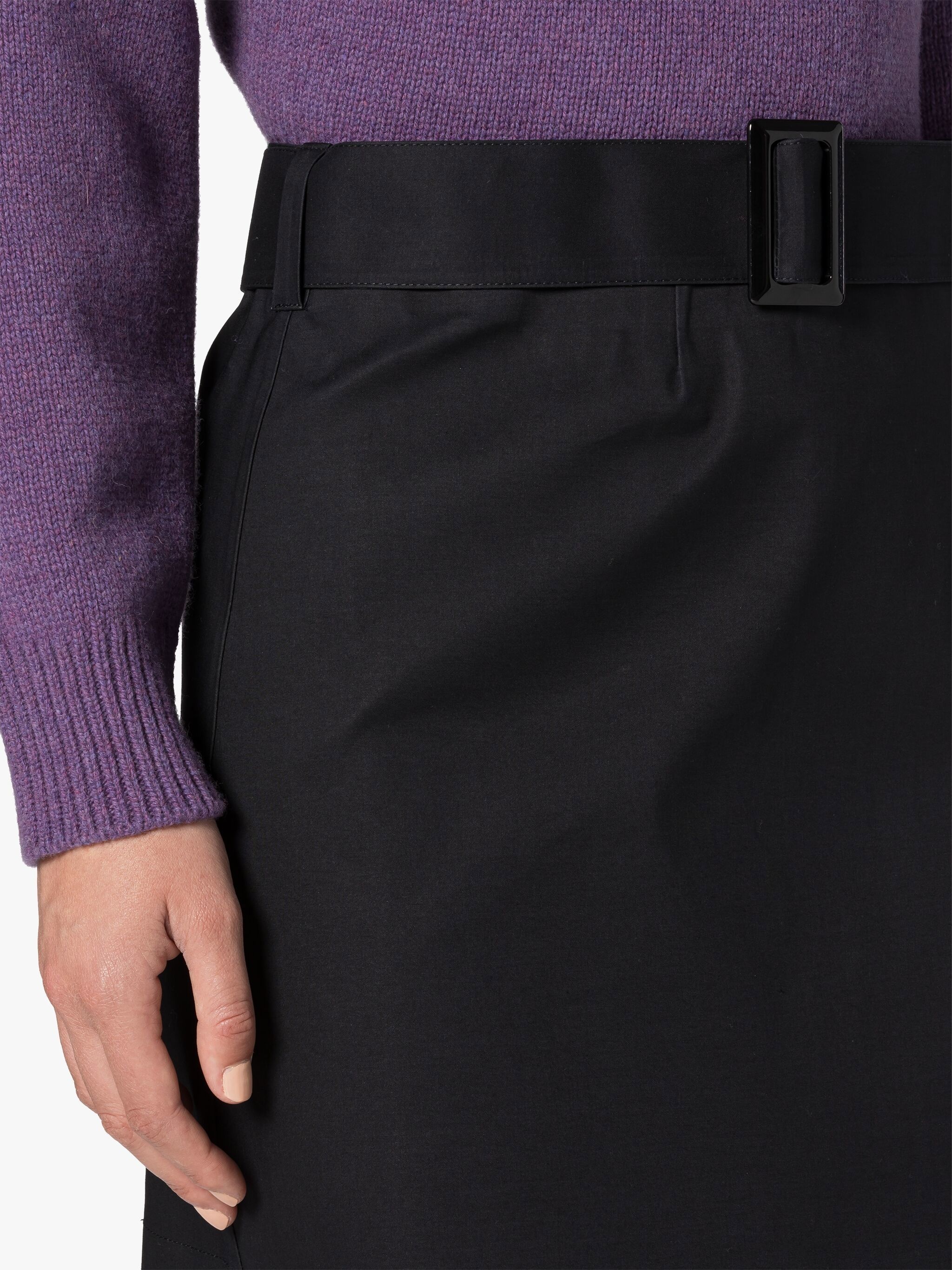 SEEMA BLACK BONDED COTTON SKIRT - 5