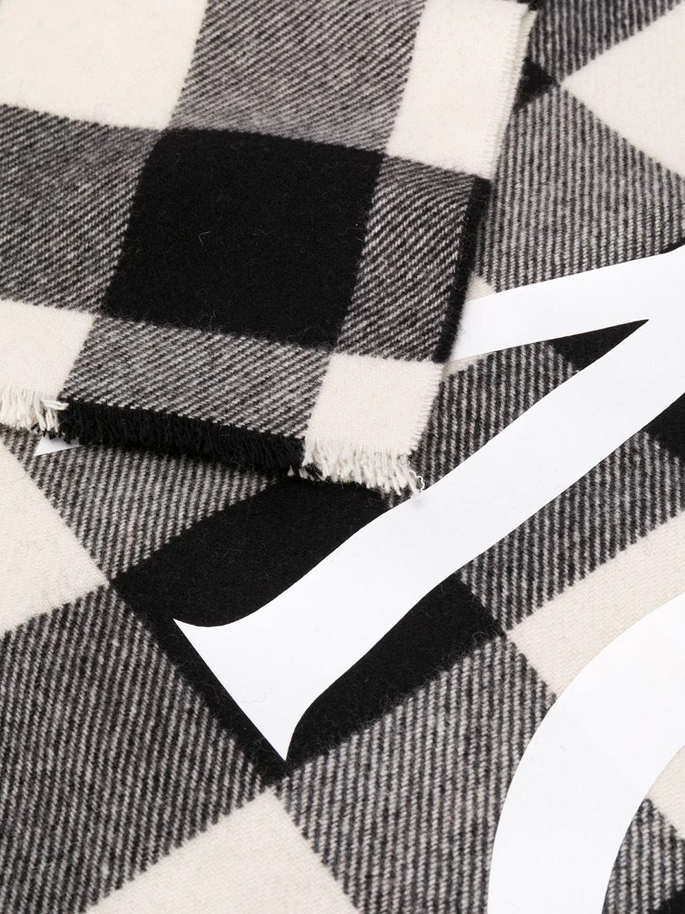 logo print checked scarf - 3