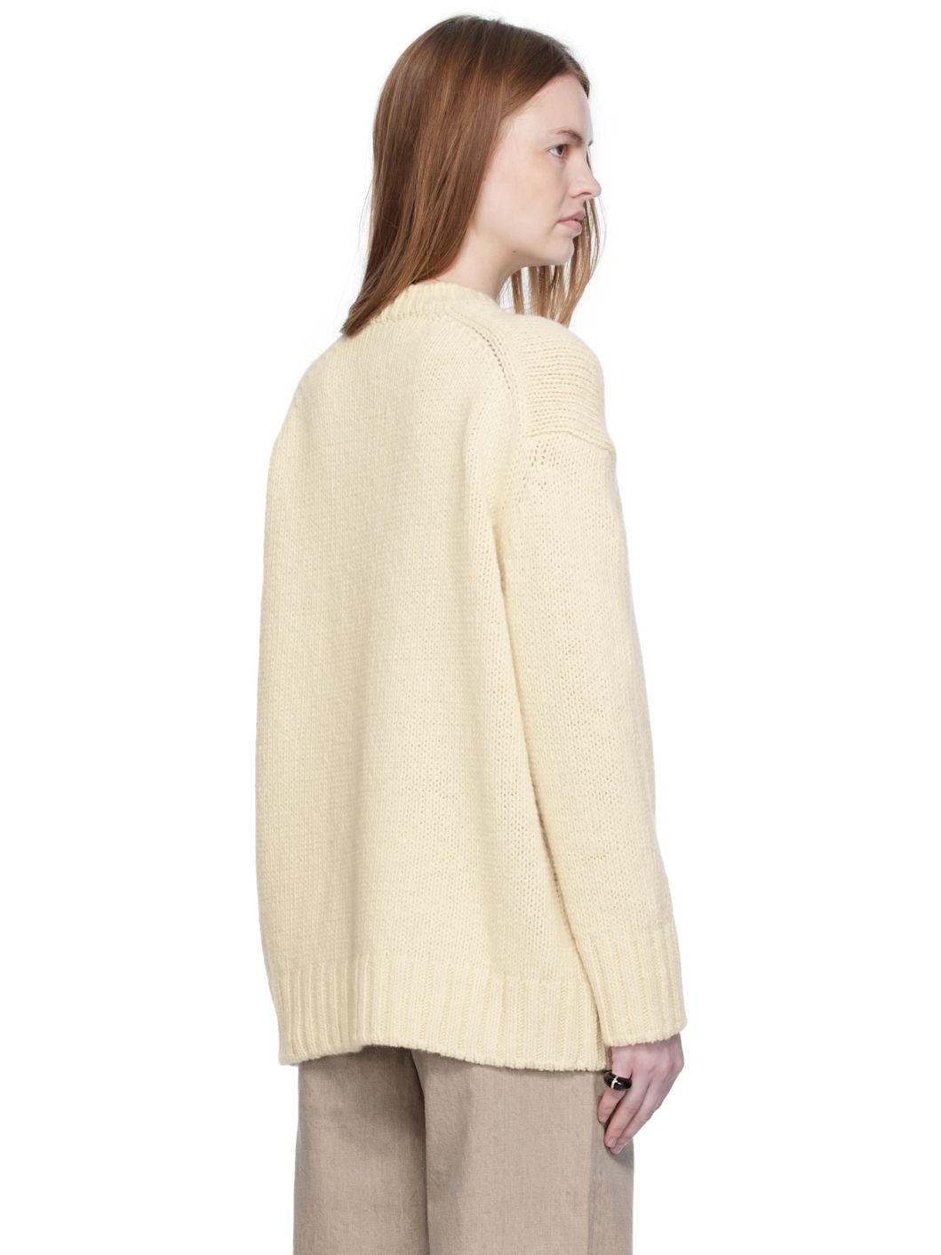 Off-White Basic Round Neck Knit Sweater - 3