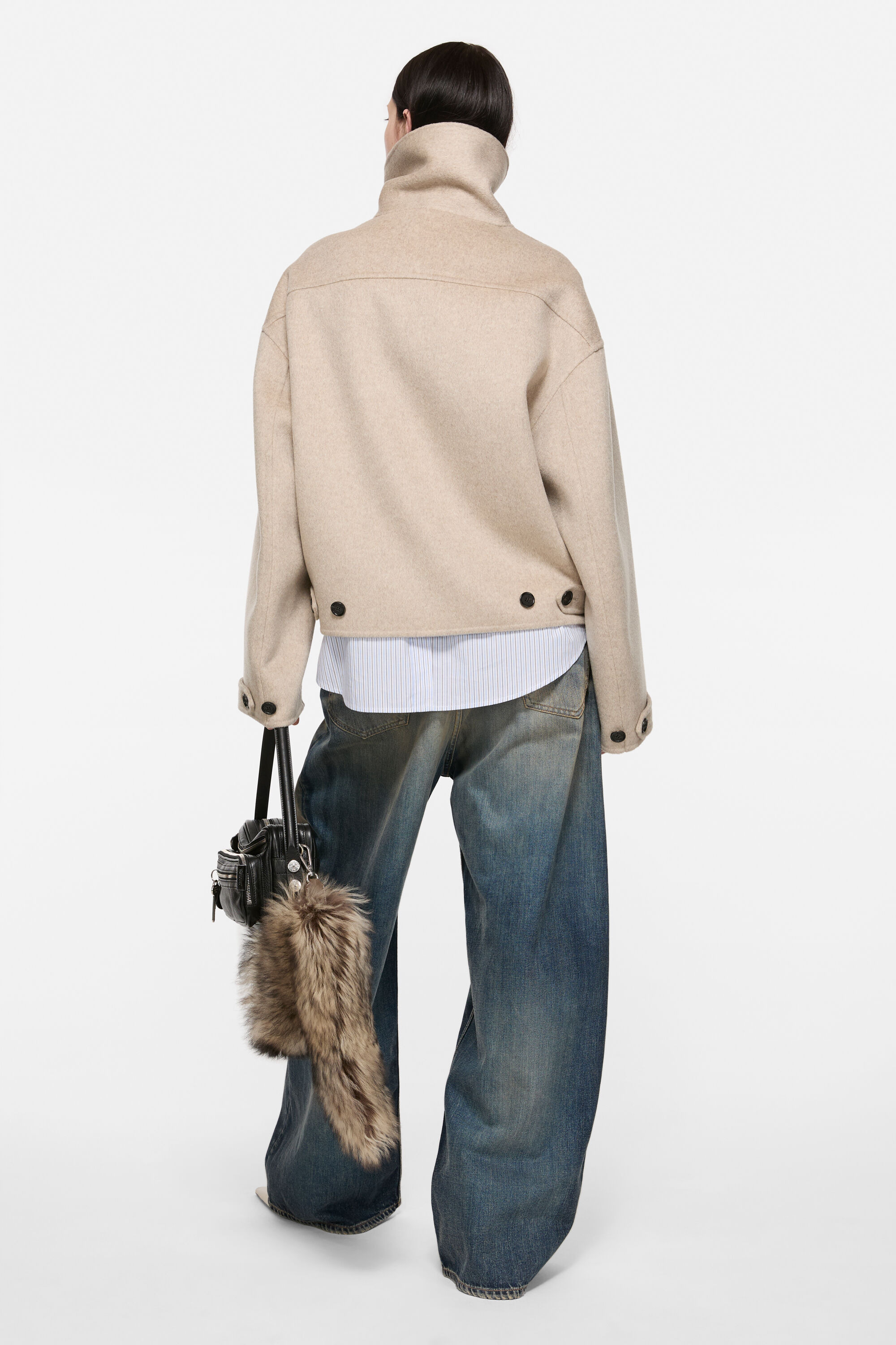 Wool zip jacket - Oatmeal melange - 3