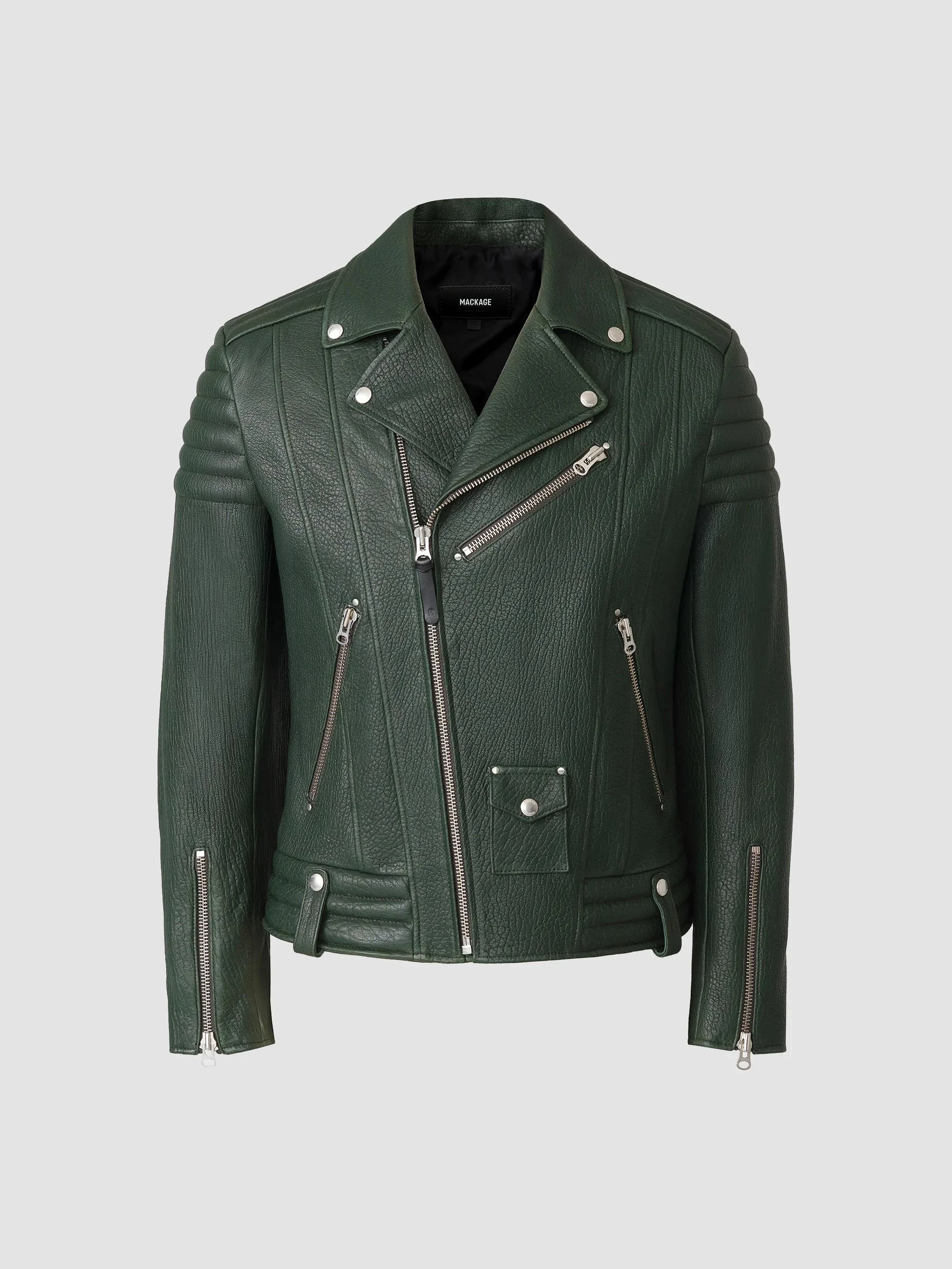Men's Kenneth Leather Moto Jacket - Evergreen - 1