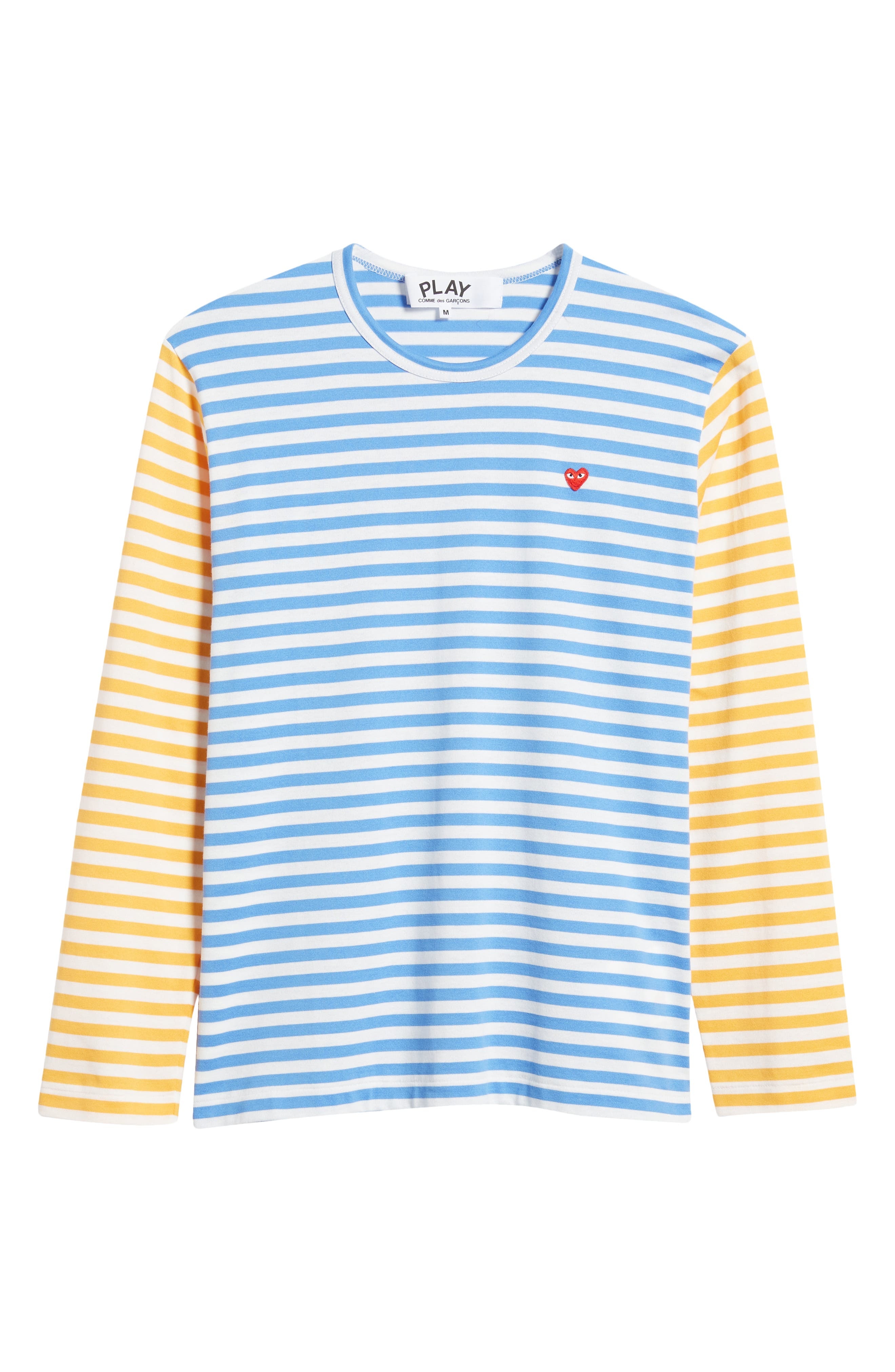 Comme des Garçons PLAY Small Heart Stripe Colorblock Long Sleeve T-Shirt in Blue/Yellow at Nordstrom - 5