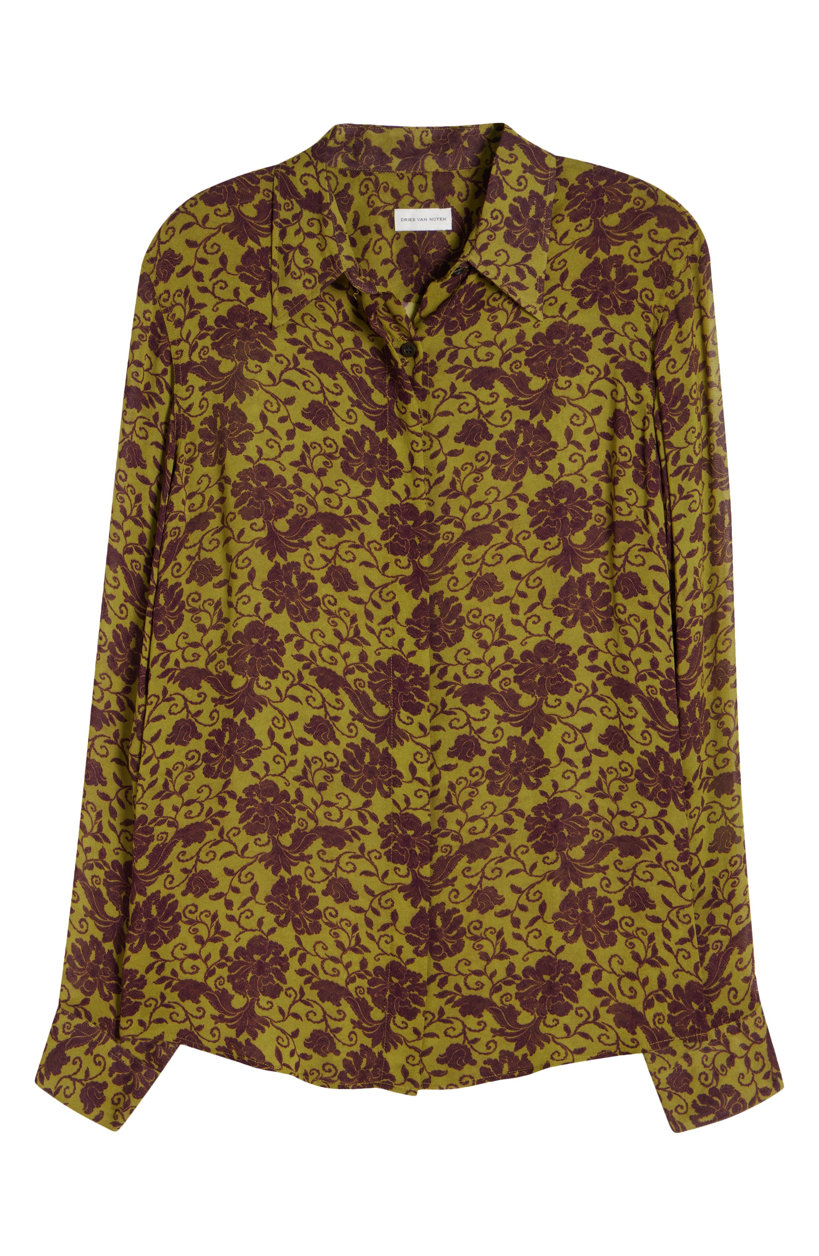 Dries Van Noten Chowy Floral Button-Up Shirt in Olive at Nordstrom - 6