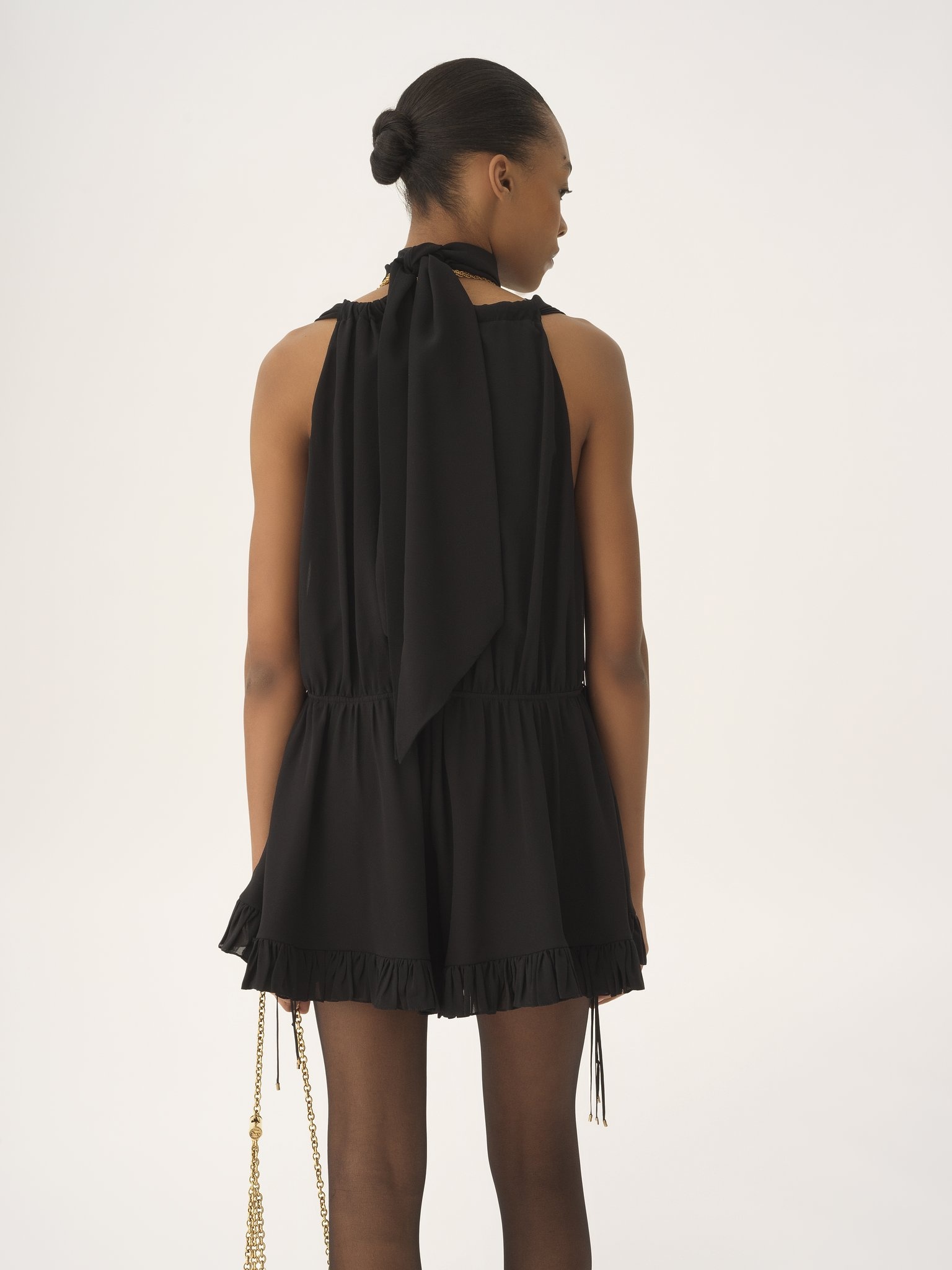 V-NECK JUMPSUIT IN SILK GEORGETTE - 5