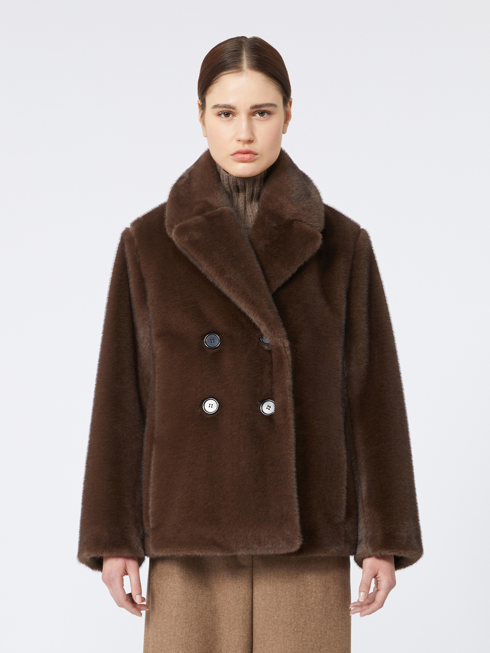 LAURA Double-breasted jacket with a fluffy texture - 3