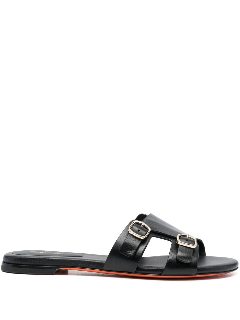 double-strap flat leather sandals - 1
