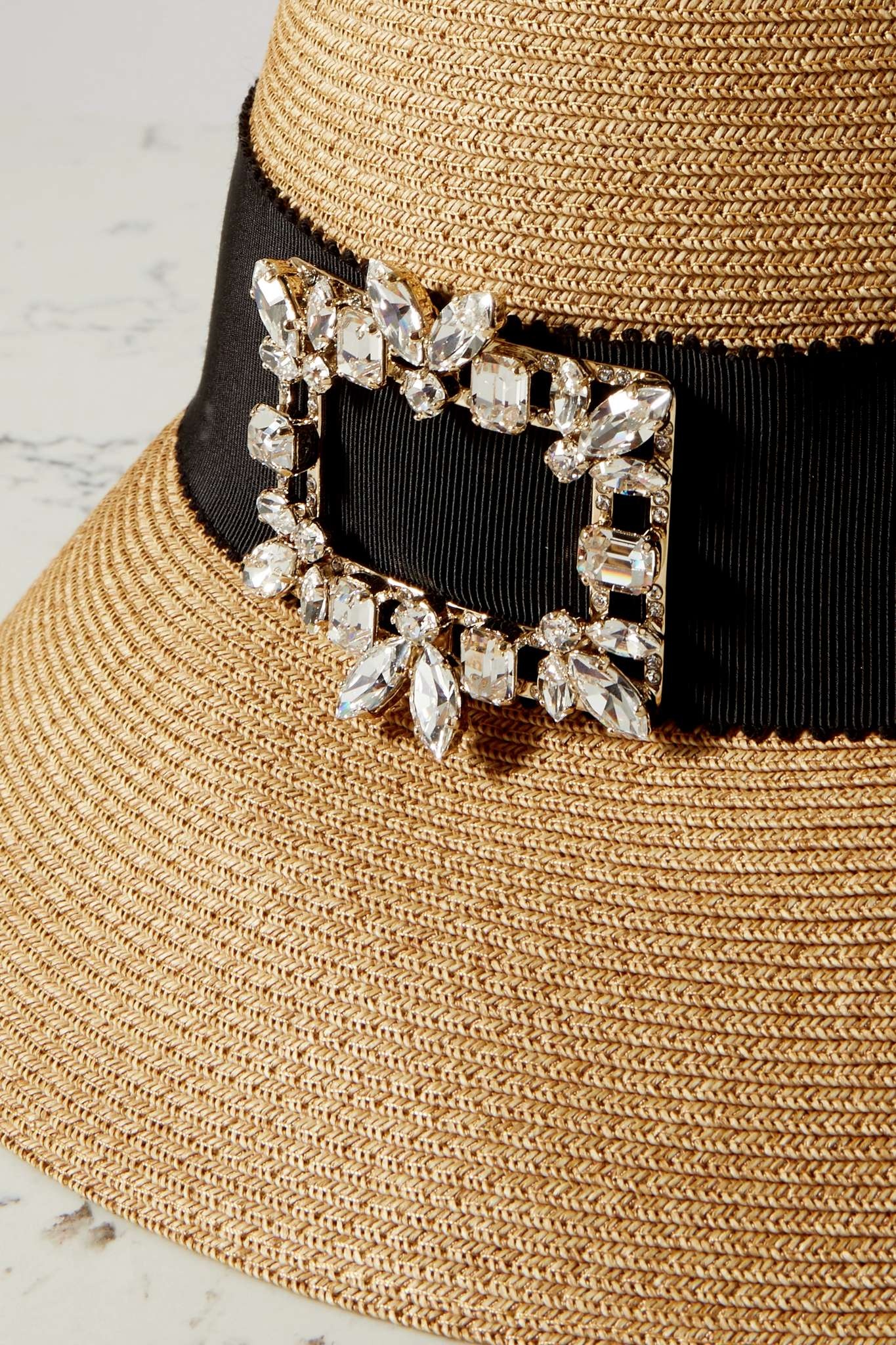 Embellished grosgrain-trimmed straw sunhat - 4