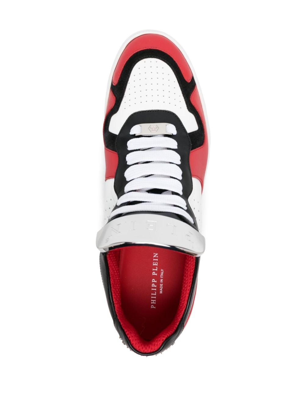 logo-plaque panelled sneakers - 4