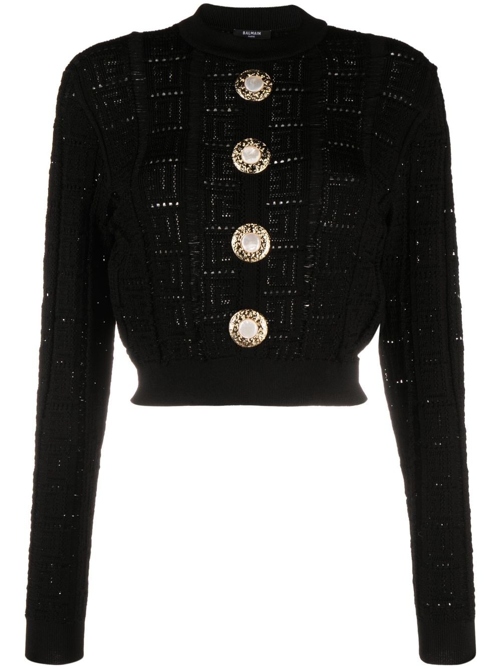 button-embellished cropped jumper - 1