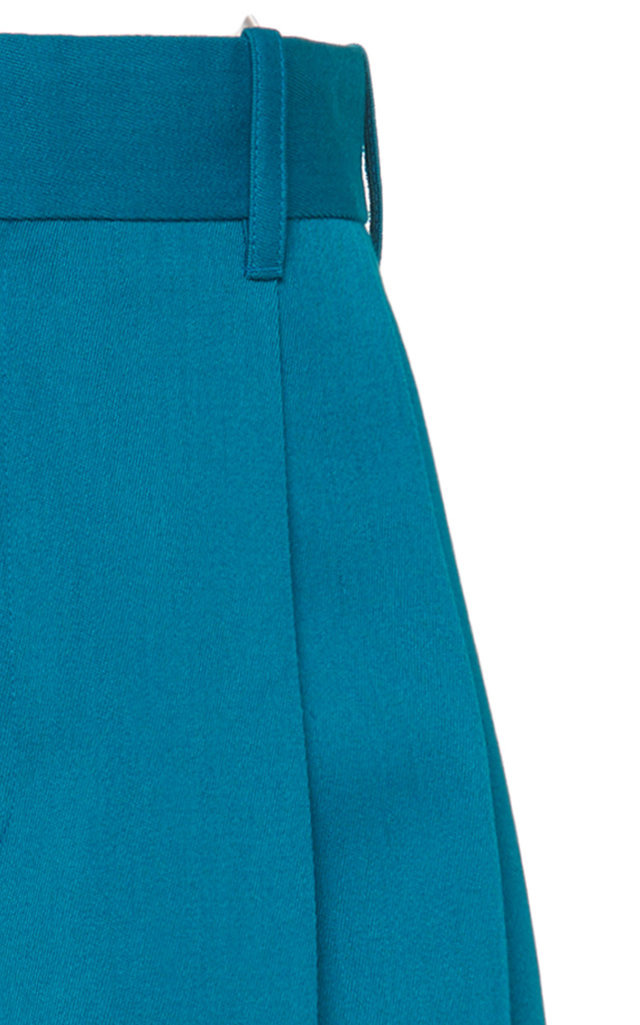 Pleated Gabardine Wide-Leg Pants green - 4