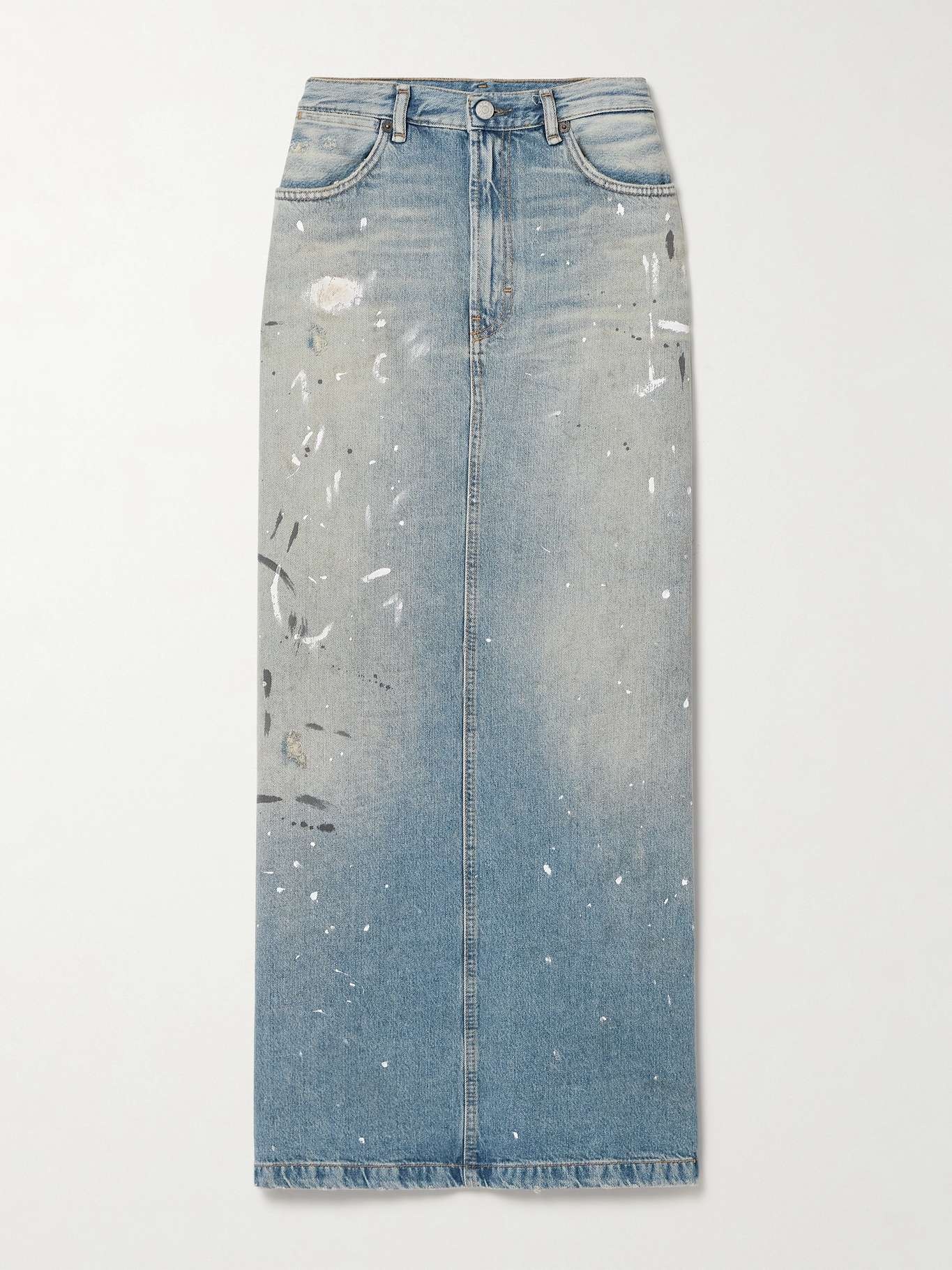 Paint-splattered denim maxi skirt - 1
