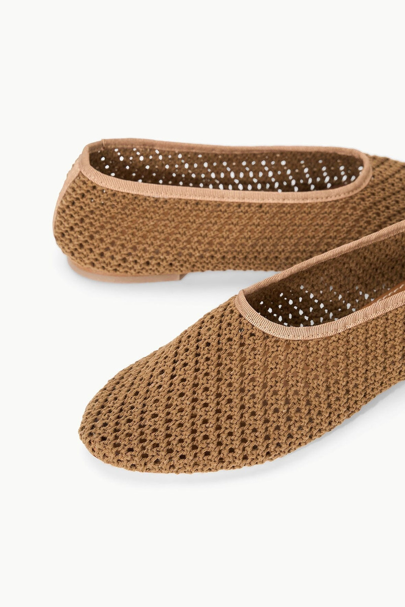 STAUD ALBA BALLET FLAT CAMEL CROCHET 6