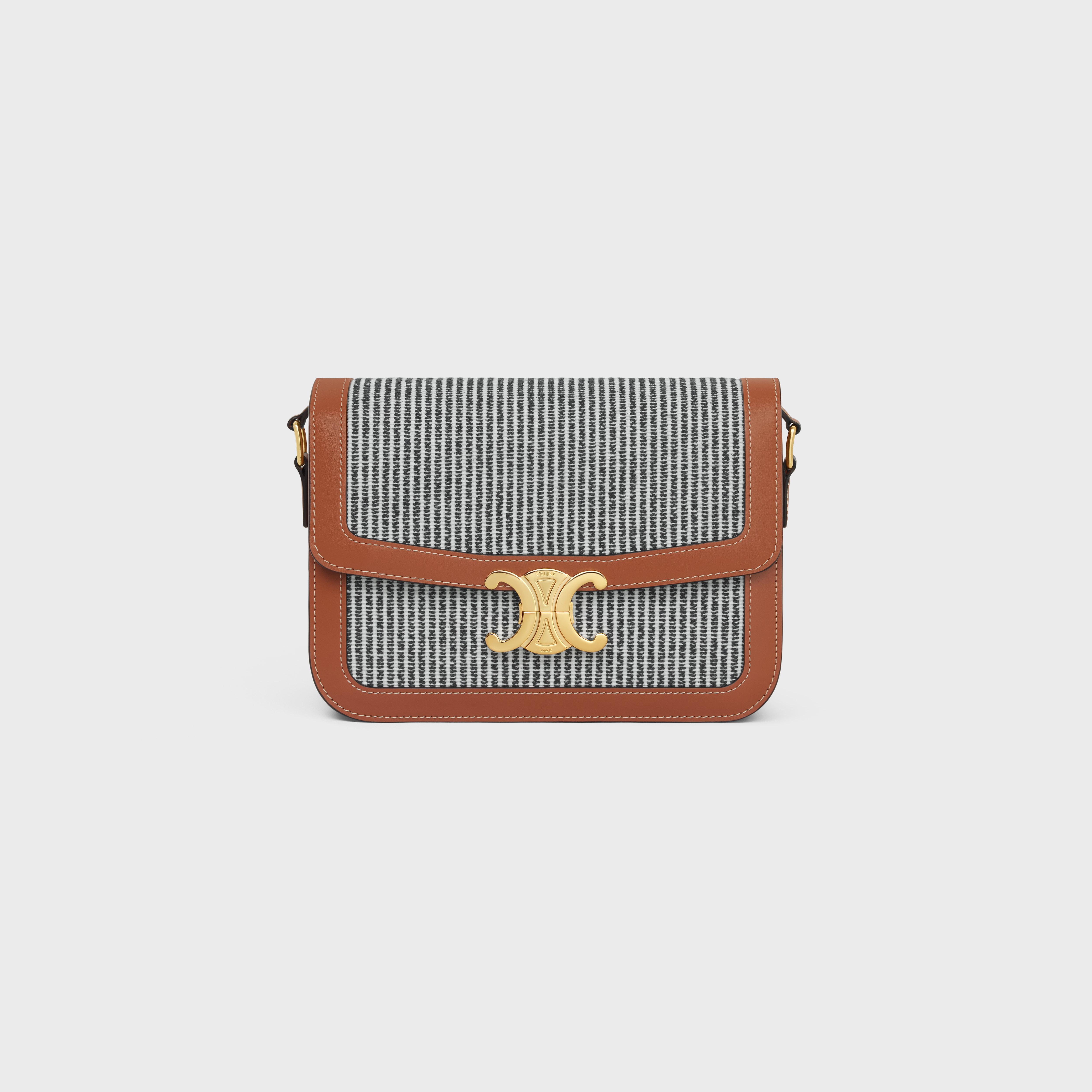 Classique Triomphe Bag in STRIPED TEXTILE AND CALFSKIN - 1