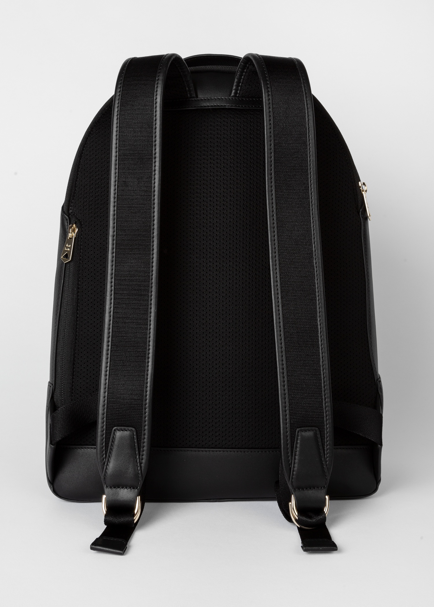 Black Leather 'Signature Stripe' Backpack - 3