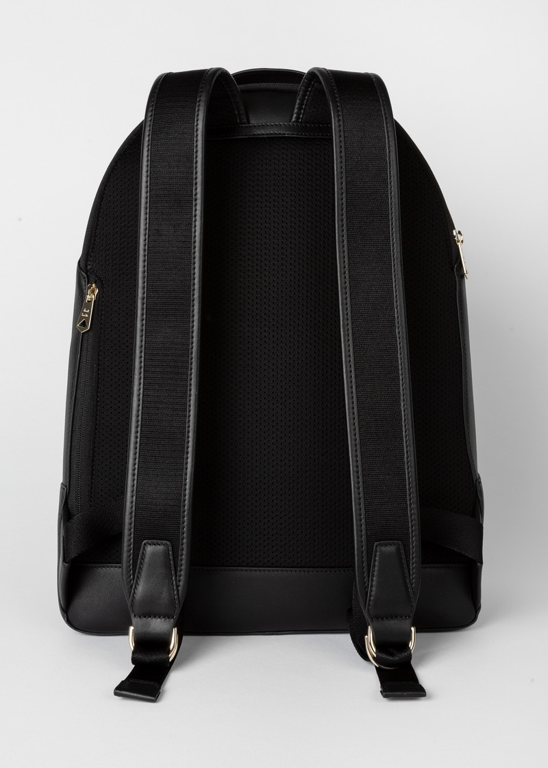Black Leather 'Signature Stripe' Backpack 3