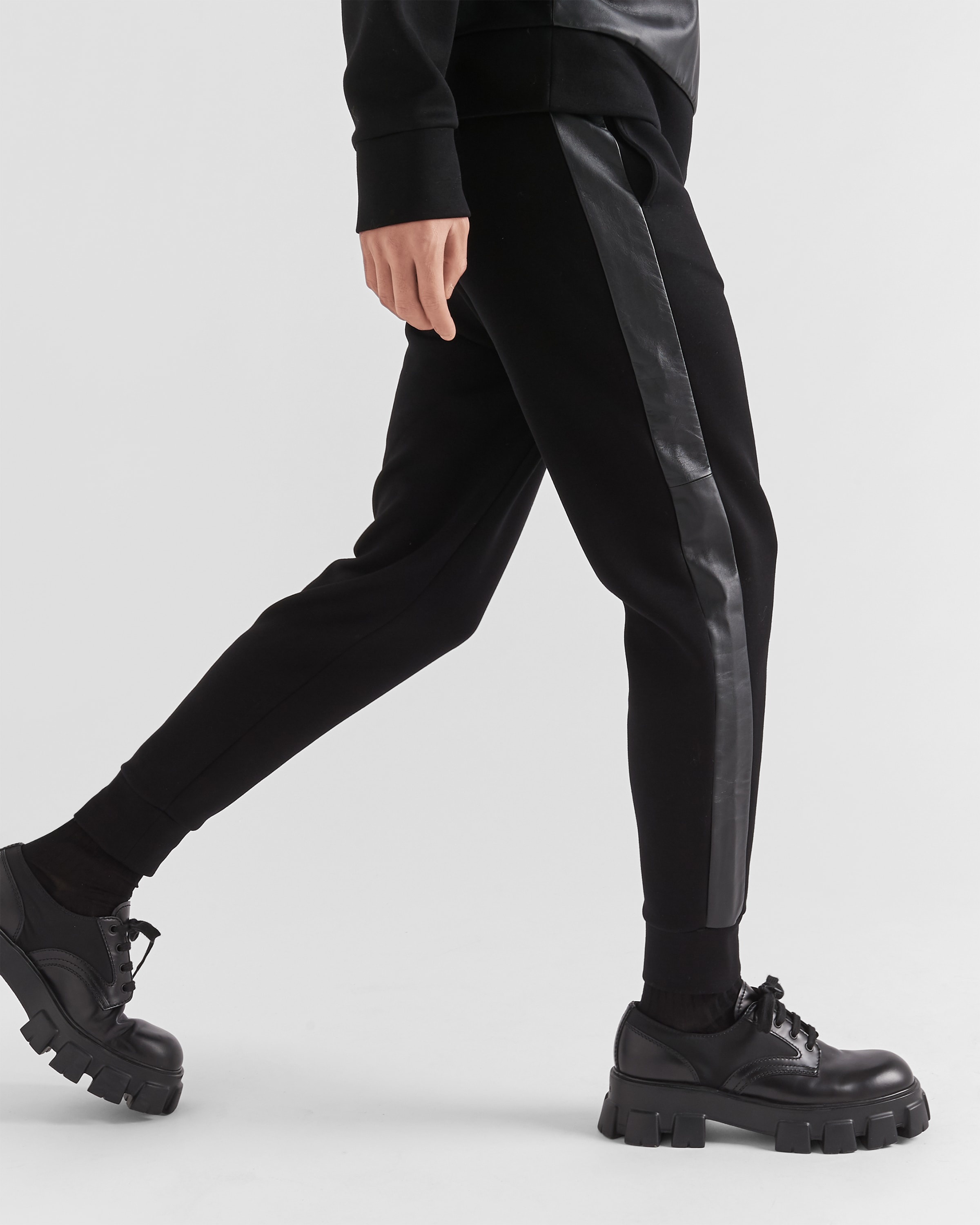 Technical fleece and leather pants - 3