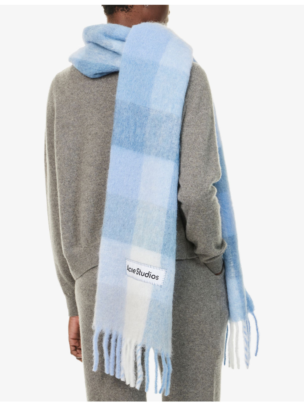 Checked Fringed Knitted Scarf - 2