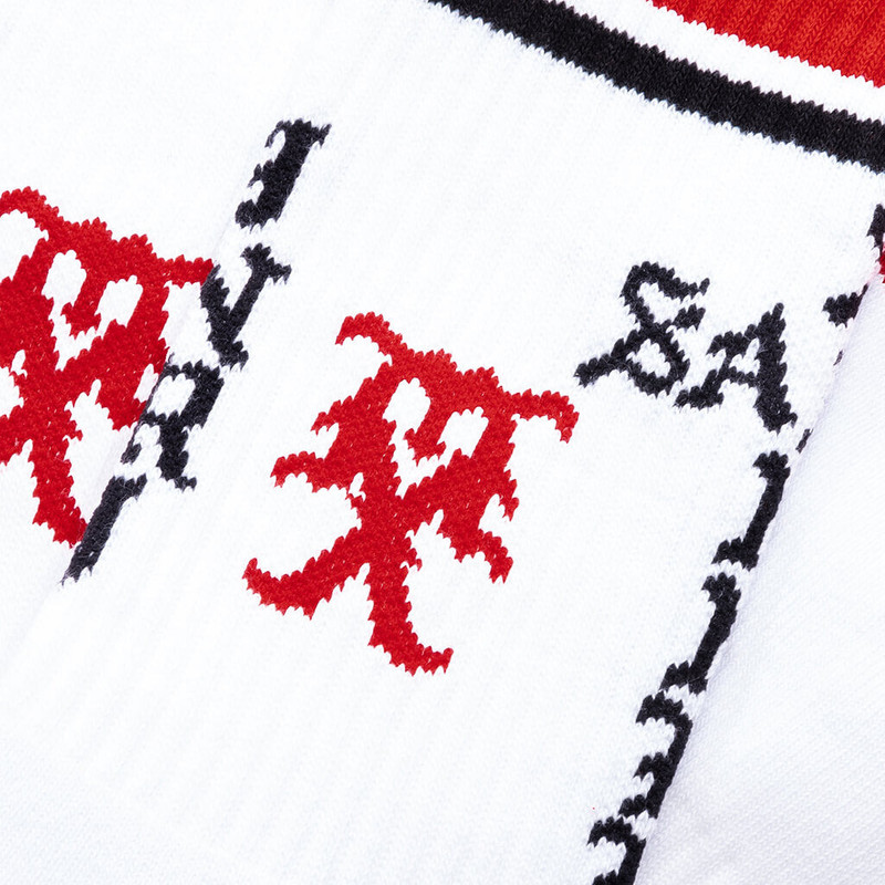 SAINT M×××××× SAINT SINNER SOCKS - WHITE/RED outlook