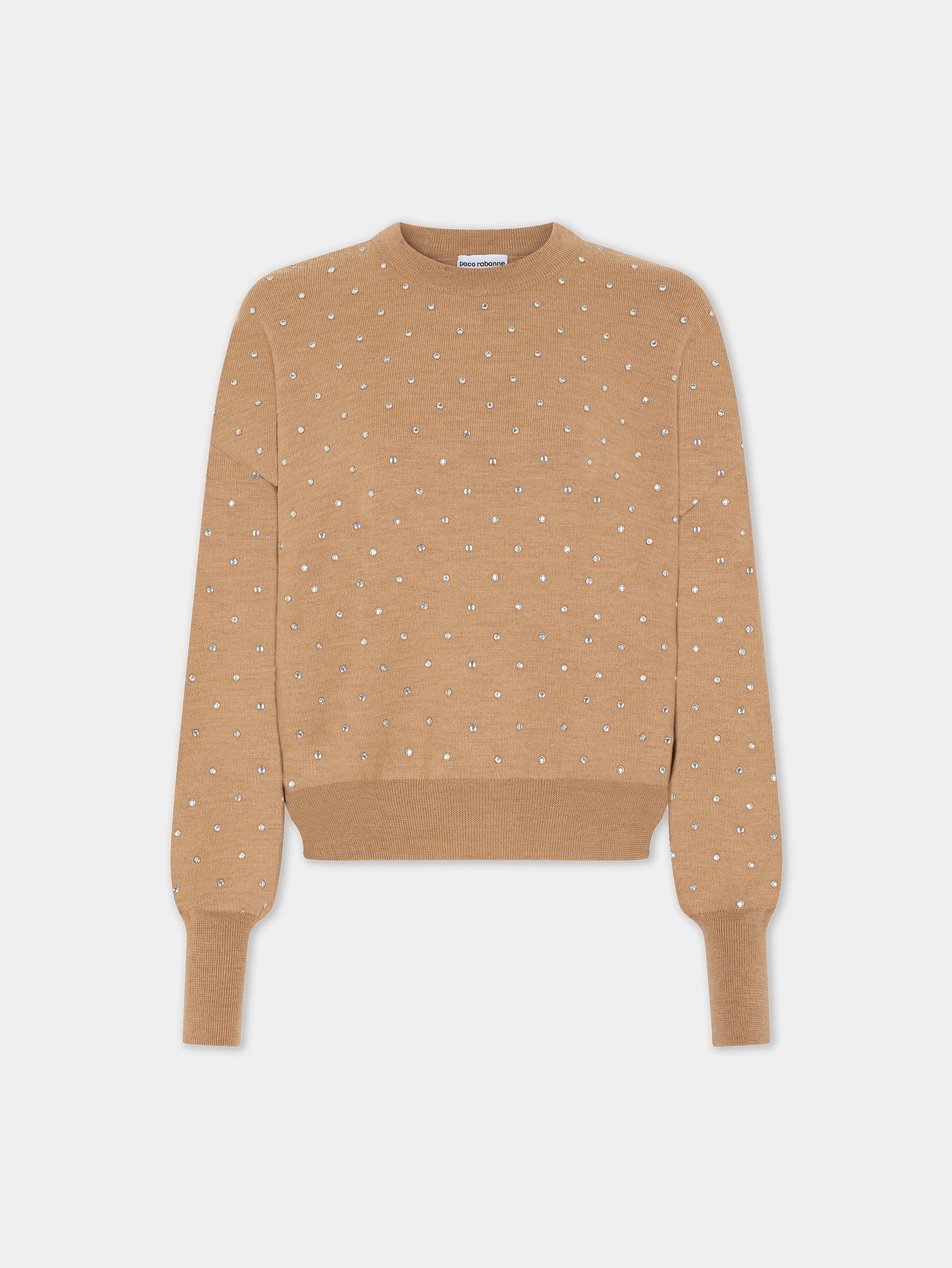 CRYSTALS EMBELLISHED CAMEL JUMPER - 1