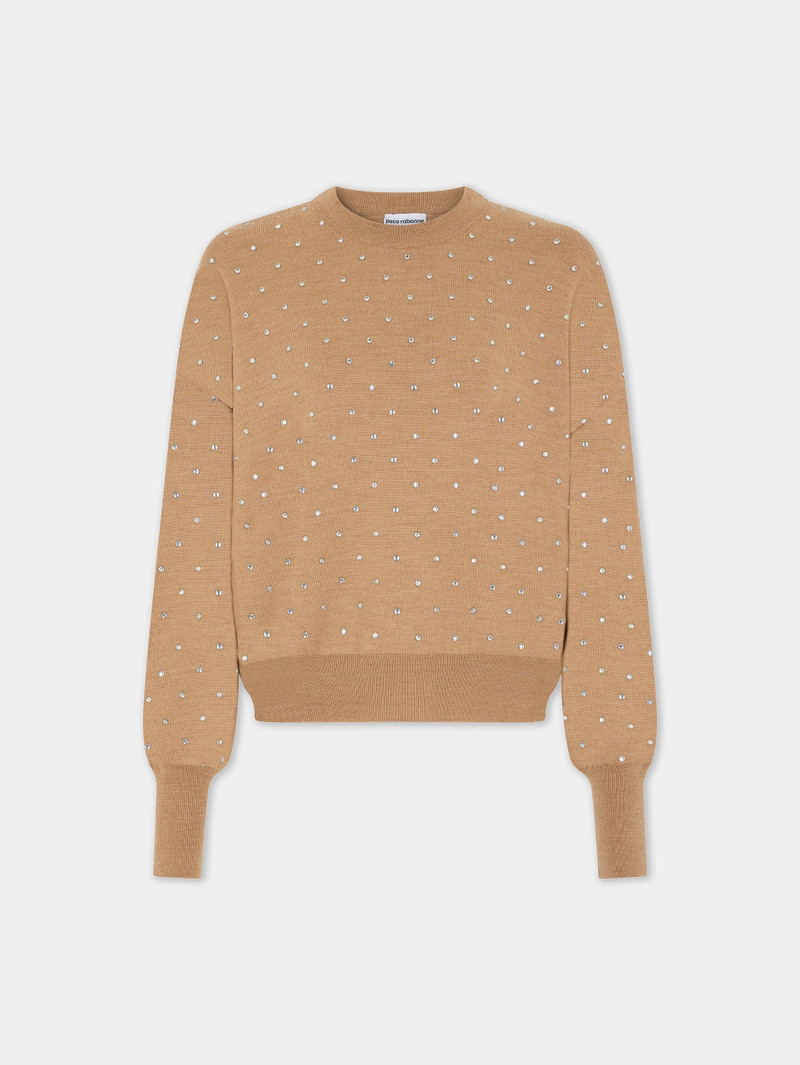 CRYSTALS EMBELLISHED CAMEL JUMPER 1