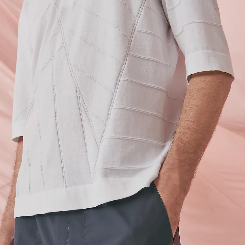 "Pique voilier" henley collar boxy fit t-shirt - 3