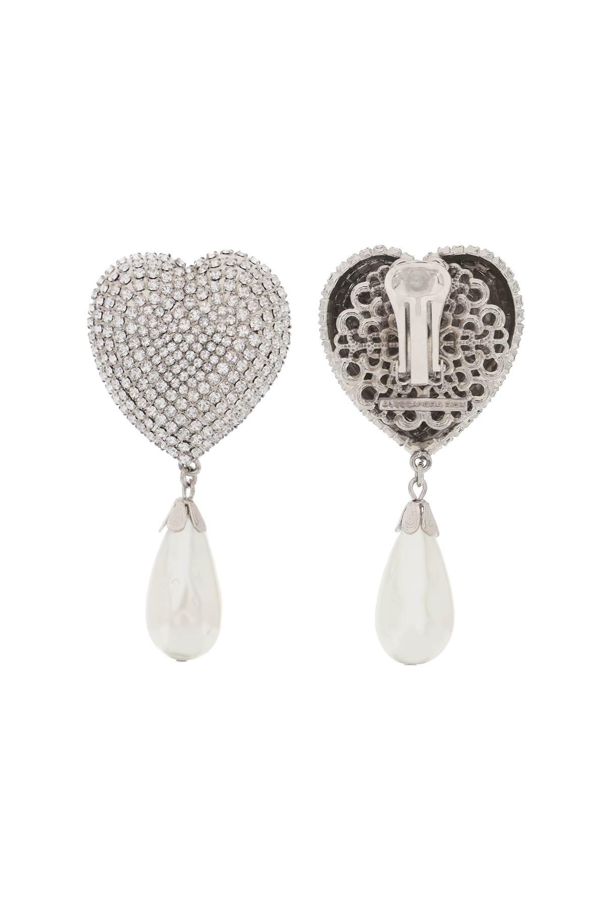 HEART CRYSTAL EARRINGS WITH PEARLS - 3