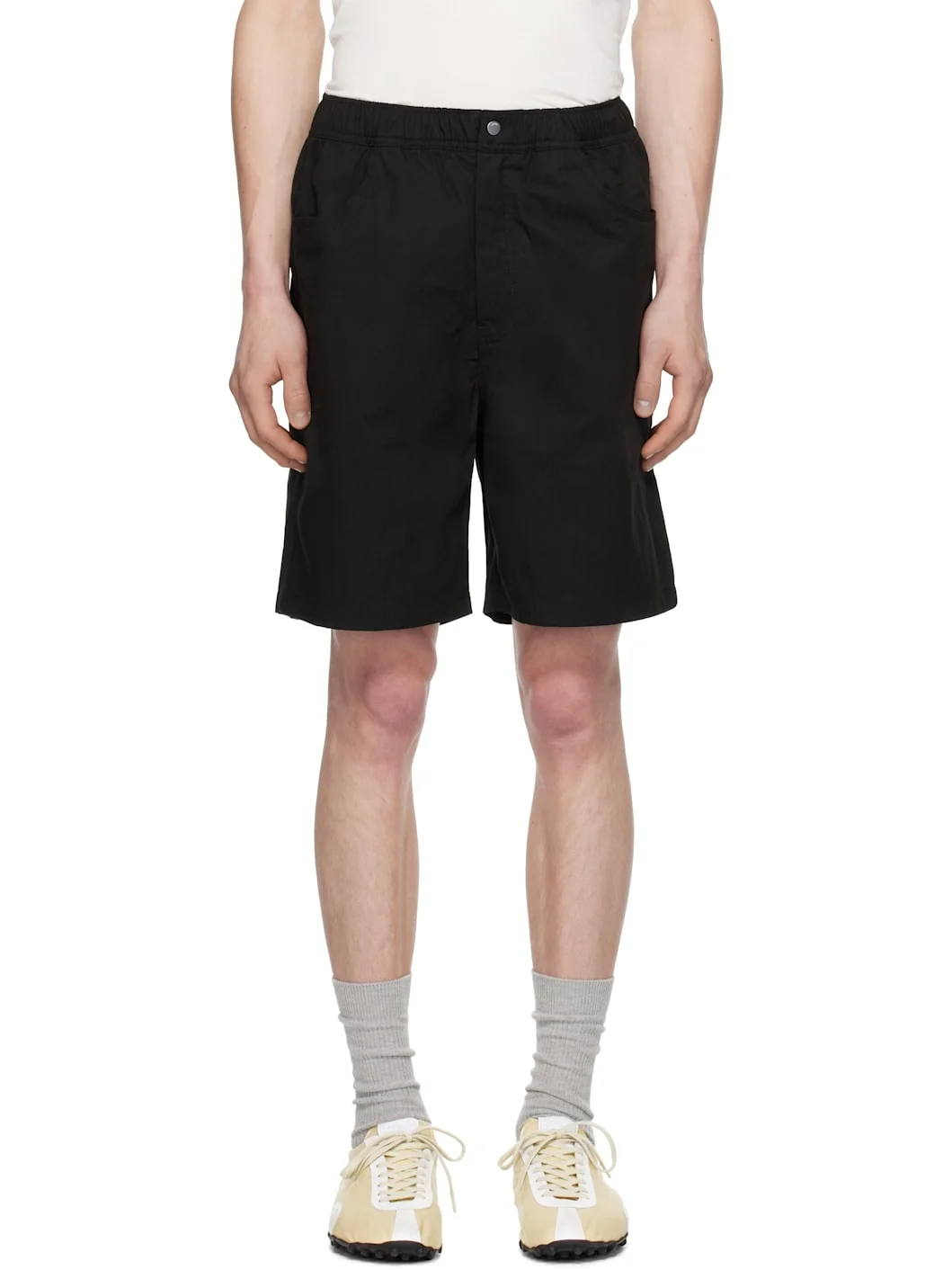 Black Ragnar Fine Broken Twill Shorts - 1